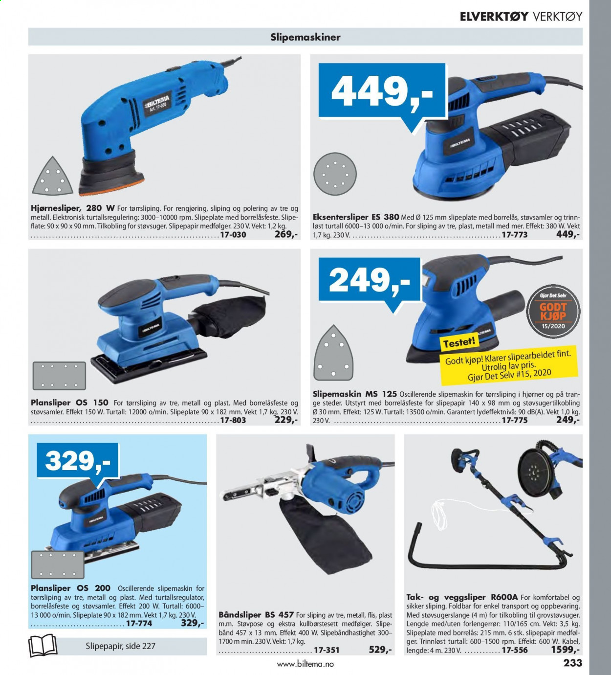 thumbnail - Kundeavis Biltema - Produkter fra tilbudsaviser - verktøy, grovstøvsuger. Side 233.