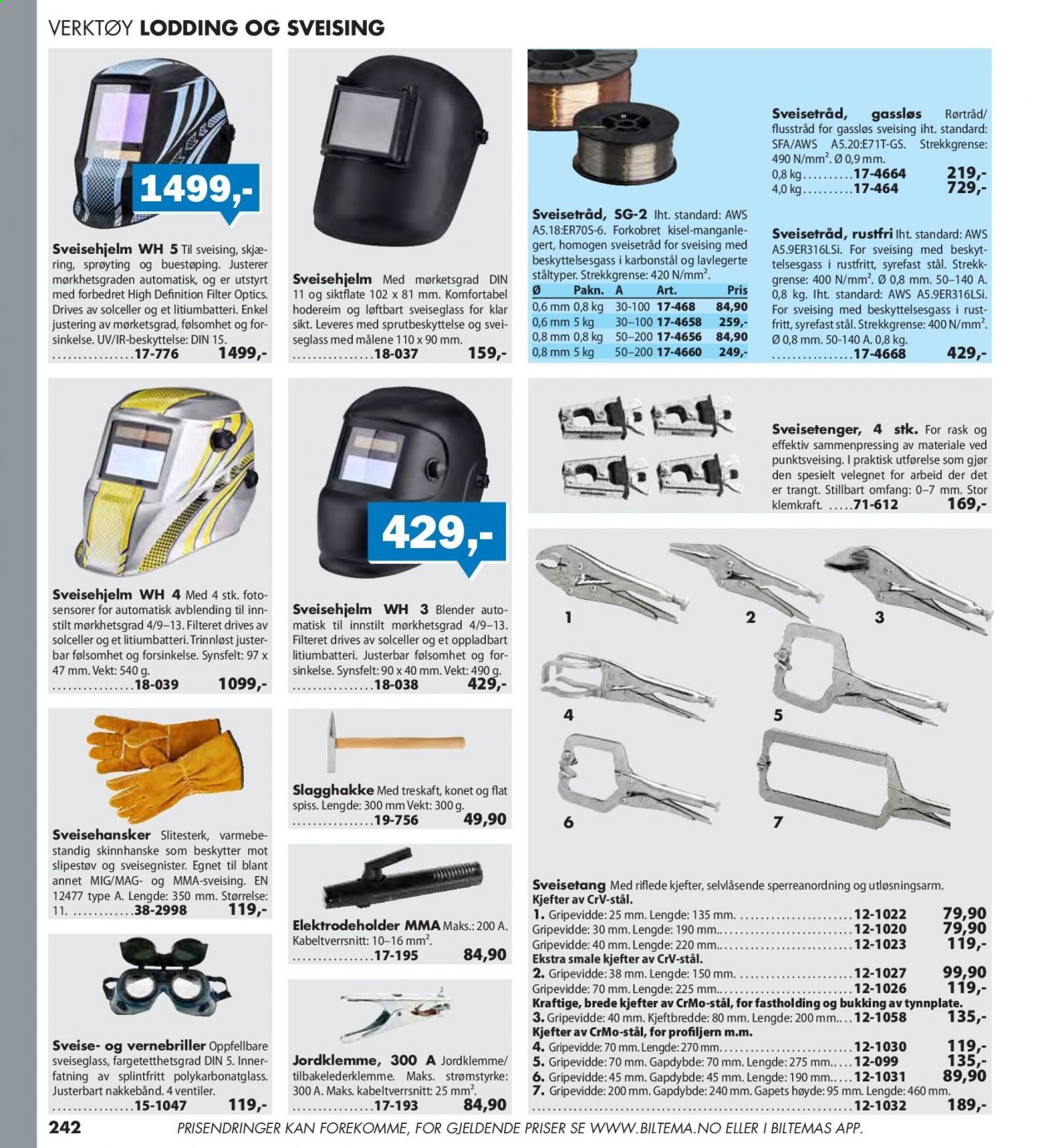 thumbnail - Kundeavis Biltema - Produkter fra tilbudsaviser - verktøy, sveisehjelm. Side 242.