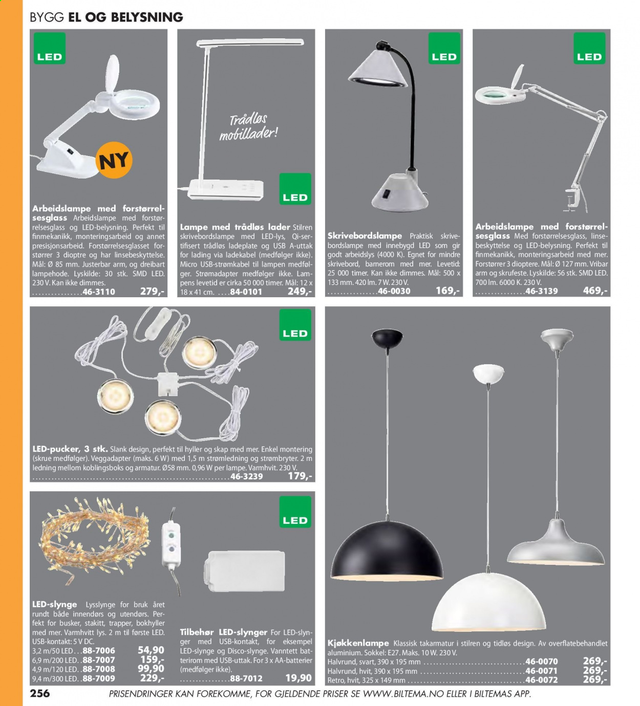thumbnail - Kundeavis Biltema - Produkter fra tilbudsaviser - skap, bord, lysslynge, arbeidslampe, lampe. Side 256.