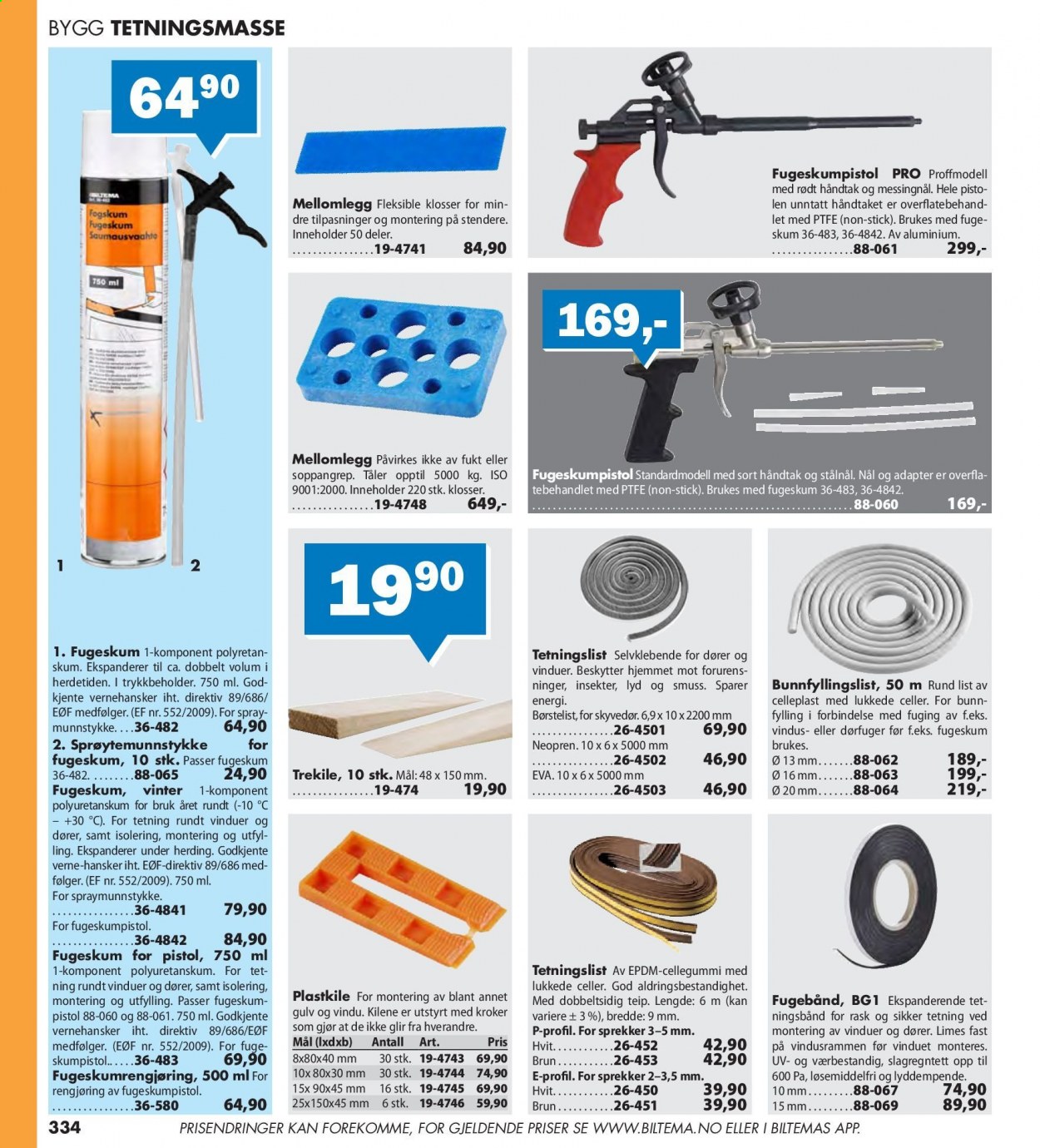 thumbnail - Kundeavis Biltema - Produkter fra tilbudsaviser - selvklebende, gulv, hansker, vinduer. Side 334.