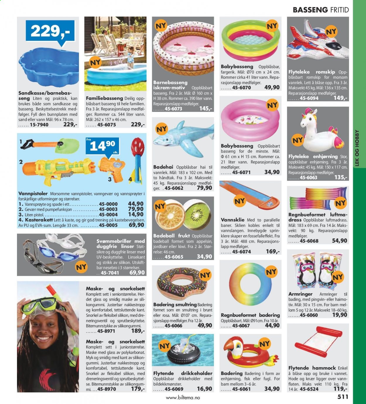 thumbnail - Kundeavis Biltema - Produkter fra tilbudsaviser - barnebasseng, badering. Side 511.