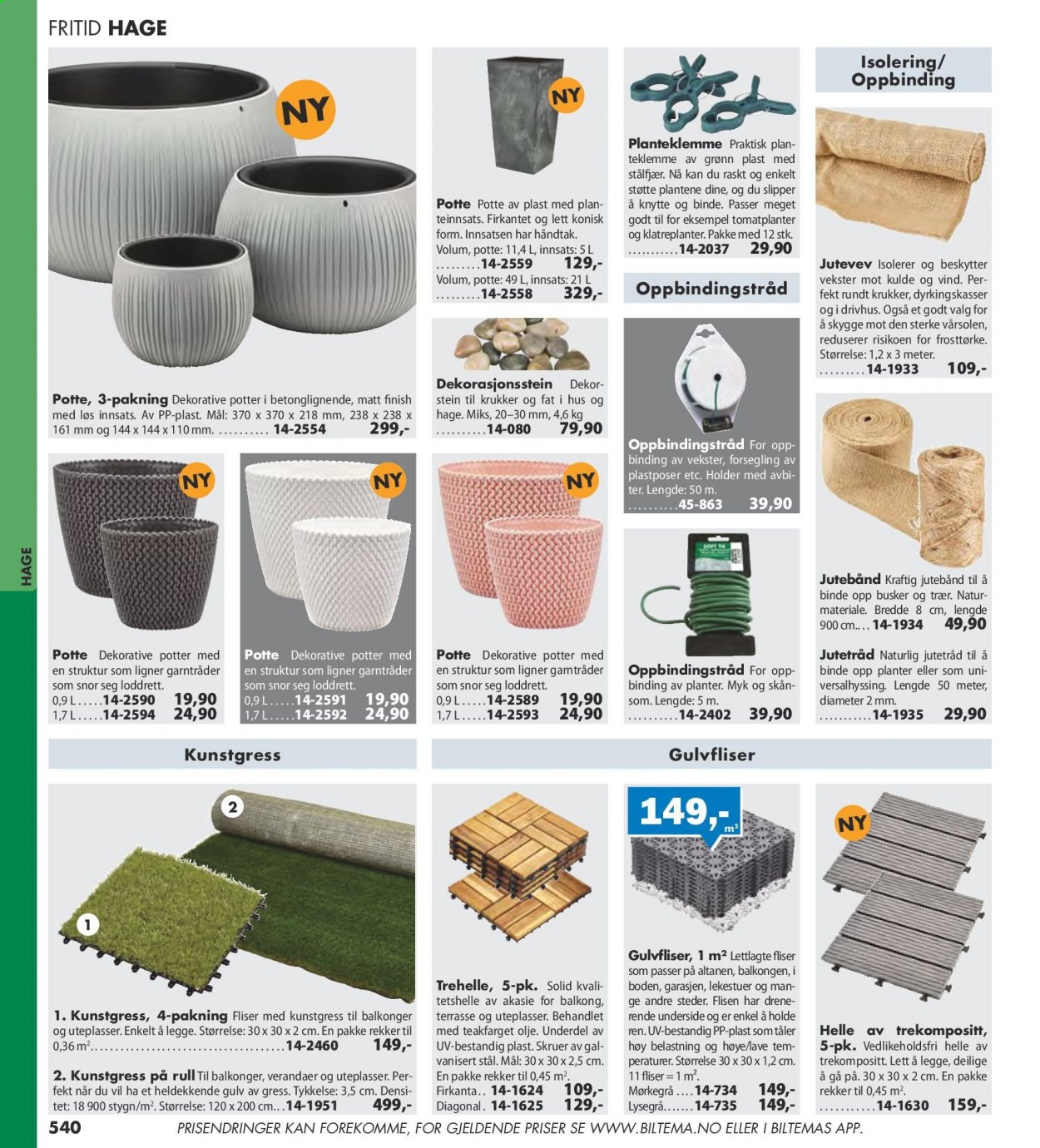 thumbnail - Kundeavis Biltema - Produkter fra tilbudsaviser - gulv, gulvfliser, skruer, planter. Side 540.