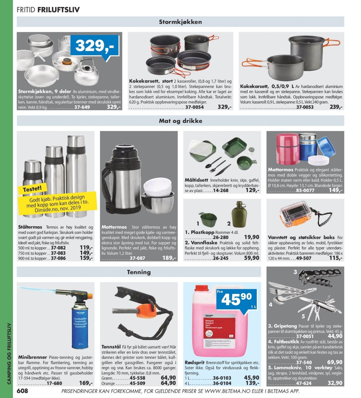 thumbnail - Kundeavis Biltema - Produkter fra tilbudsaviser - kniv, skjærebrett, tallerken, mattermos, verktøy, skrutrekker. Side 608.