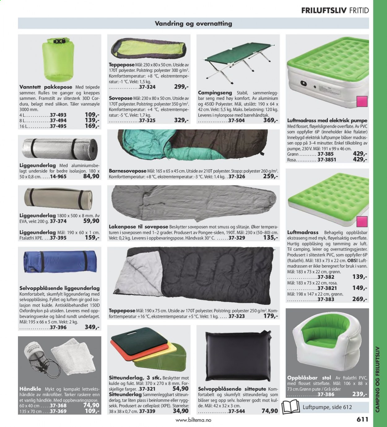 thumbnail - Kundeavis Biltema - Produkter fra tilbudsaviser - sitteunderlag, pute, håndkle, stol. Side 611.