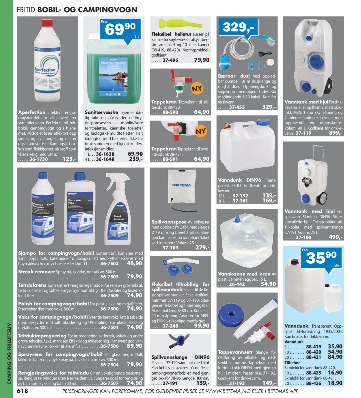thumbnail - Kundeavis Biltema - Produkter fra tilbudsaviser - rengjøringsprodukter, polish, spylervæske. Side 618.
