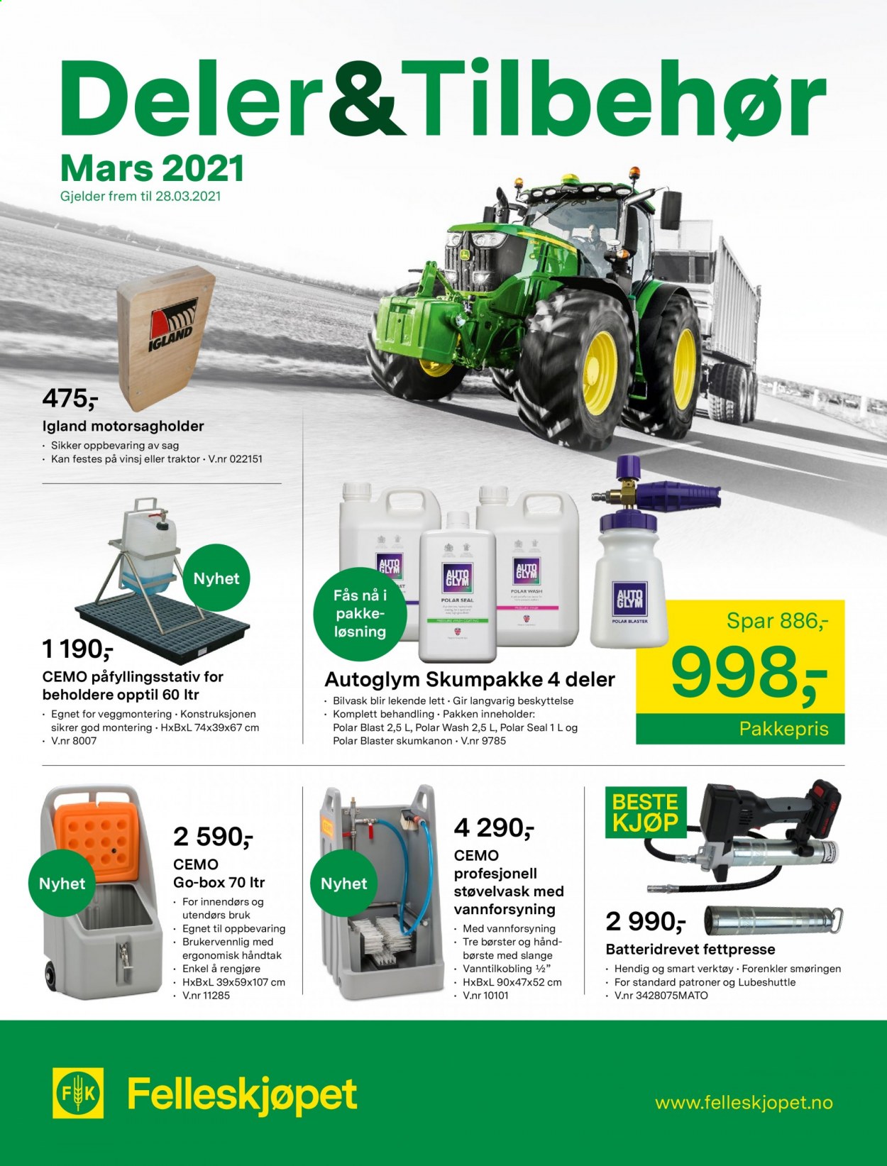thumbnail - Kundeavis Felleskjøpet - 1.3.2021 - 28.3.2021 - Produkter fra tilbudsaviser - traktor, Polar. Side 1.
