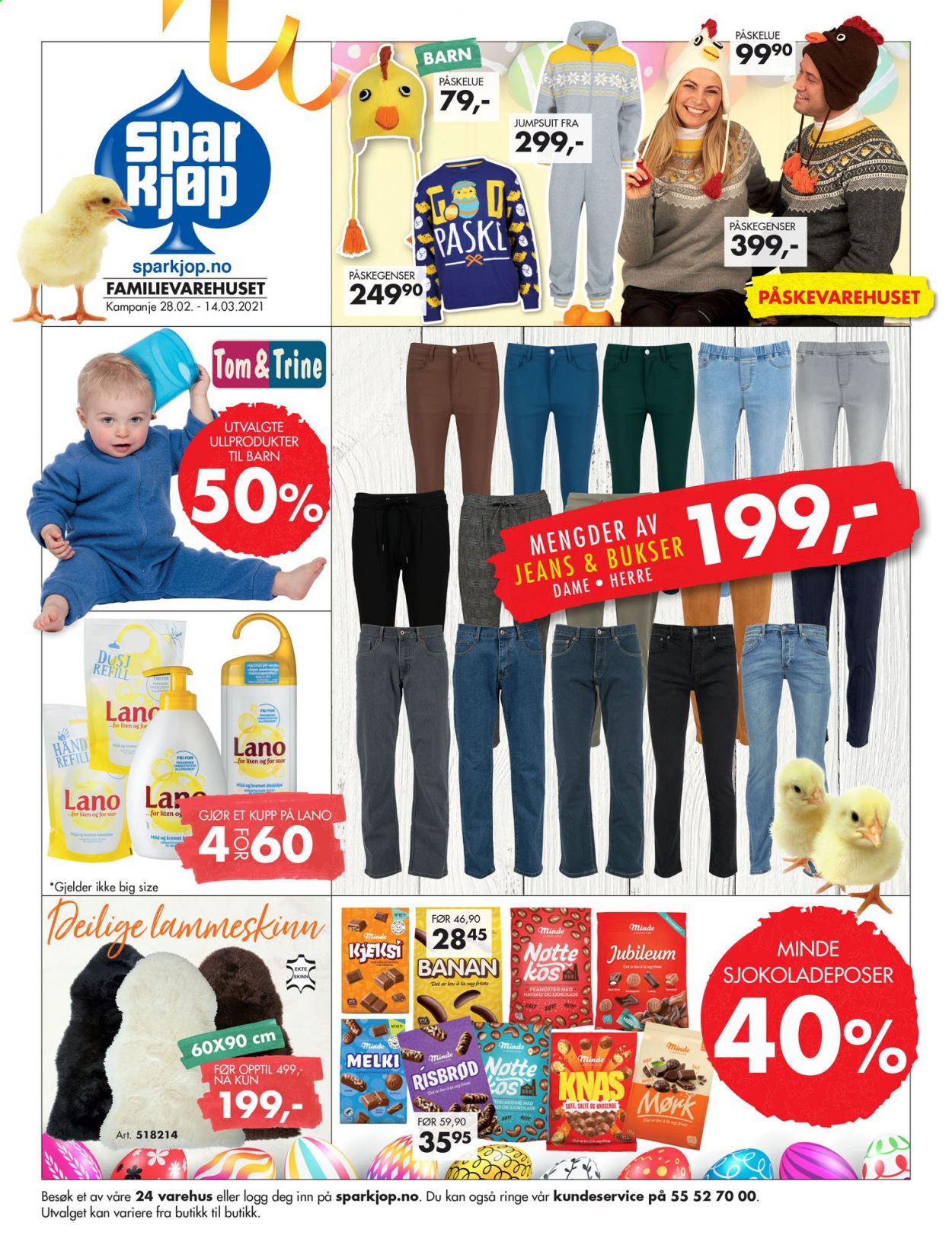 thumbnail - Kundeavis Sparkjøp - 28.2.2021 - 14.3.2021 - Produkter fra tilbudsaviser - Lano, jeans, jumpsuit. Side 1.