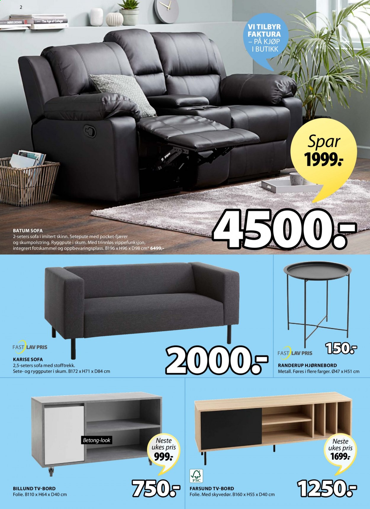 thumbnail - Kundeavis JYSK - 8.3.2021 - 13.3.2021 - Produkter fra tilbudsaviser - bord, sofa. Side 2.