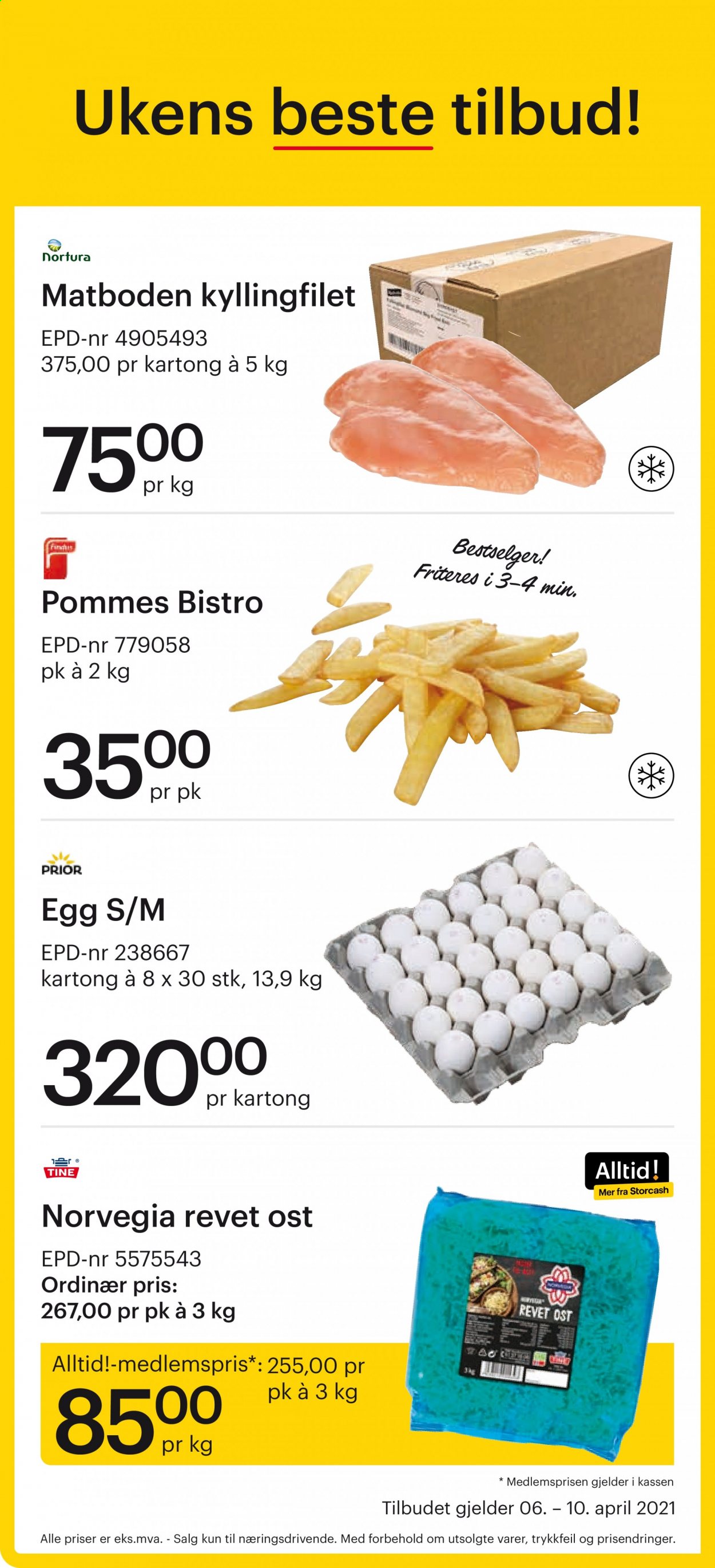 thumbnail - Kundeavis Storcash - 6.4.2021 - 10.4.2021 - Produkter fra tilbudsaviser - kyllingfilet, kyllingkjøtt, Norvegia, ost, egg. Side 1.