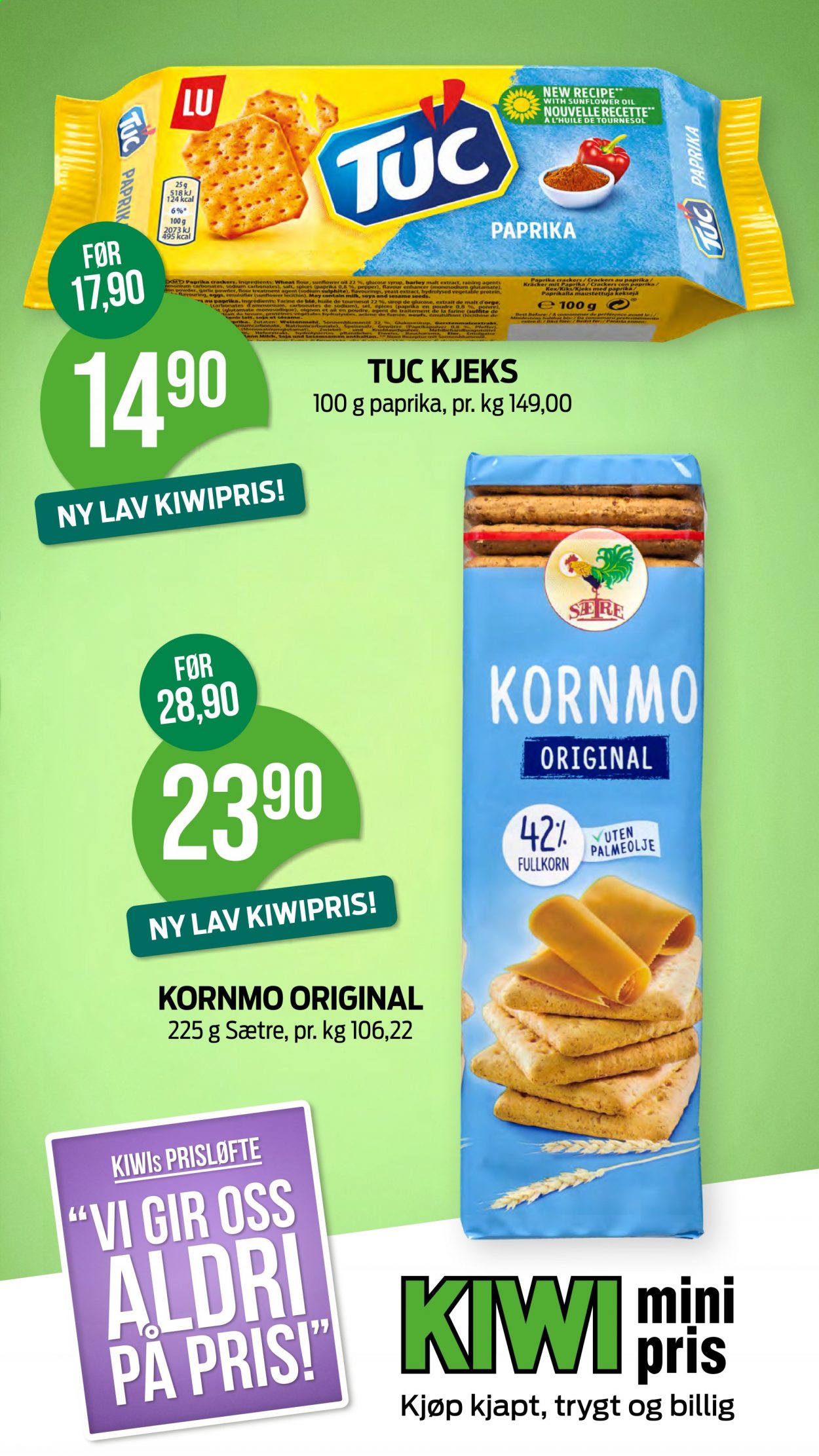 thumbnail - Kundeavis KIWI - 12.4.2021 - 18.4.2021 - Produkter fra tilbudsaviser - crackers, kjeks, Tuc Kjeks, soya. Side 4.