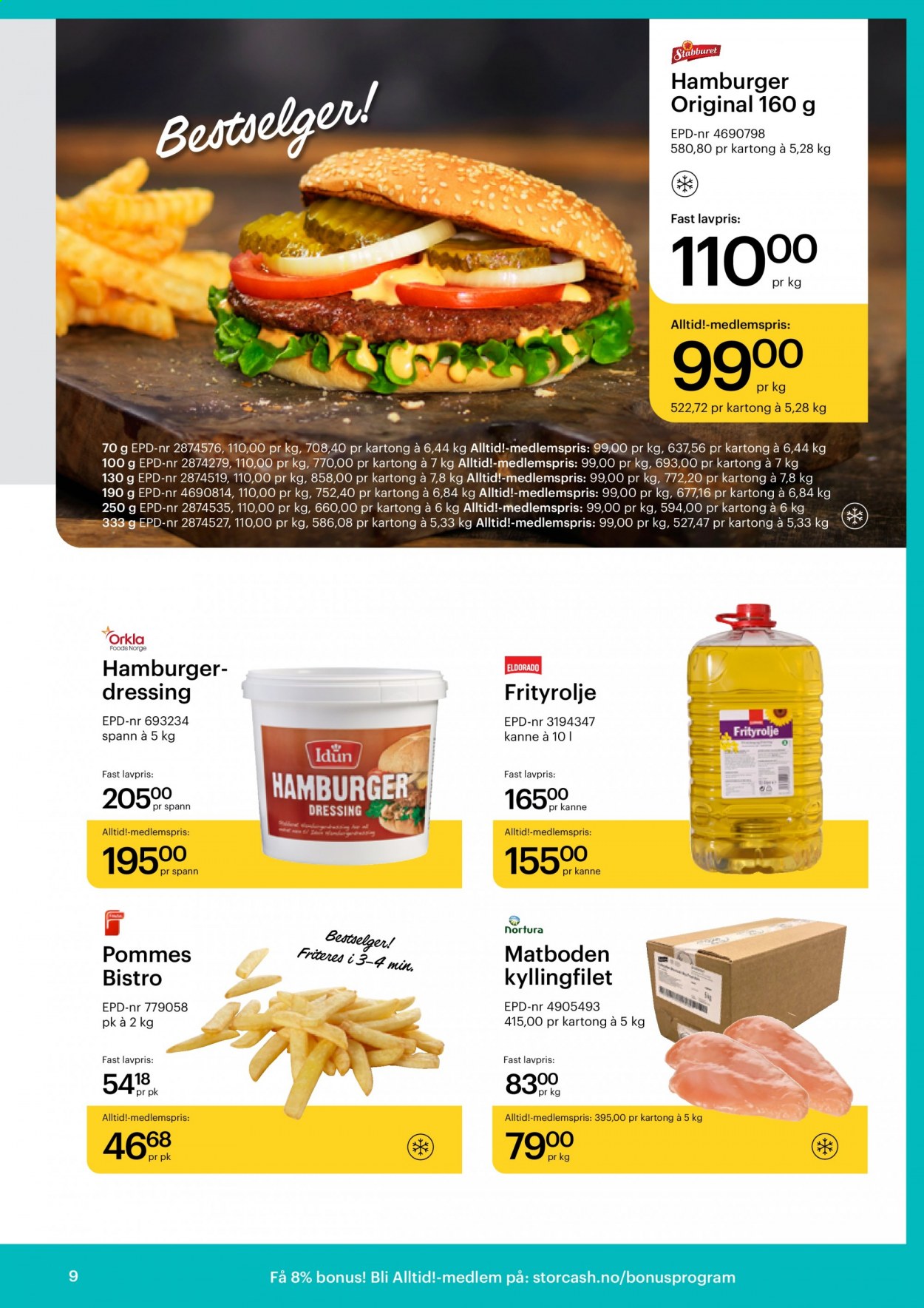 thumbnail - Kundeavis Storcash - 12.4.2021 - 8.5.2021 - Produkter fra tilbudsaviser - kyllingfilet, kyllingkjøtt, burger, frityrolje. Side 9.