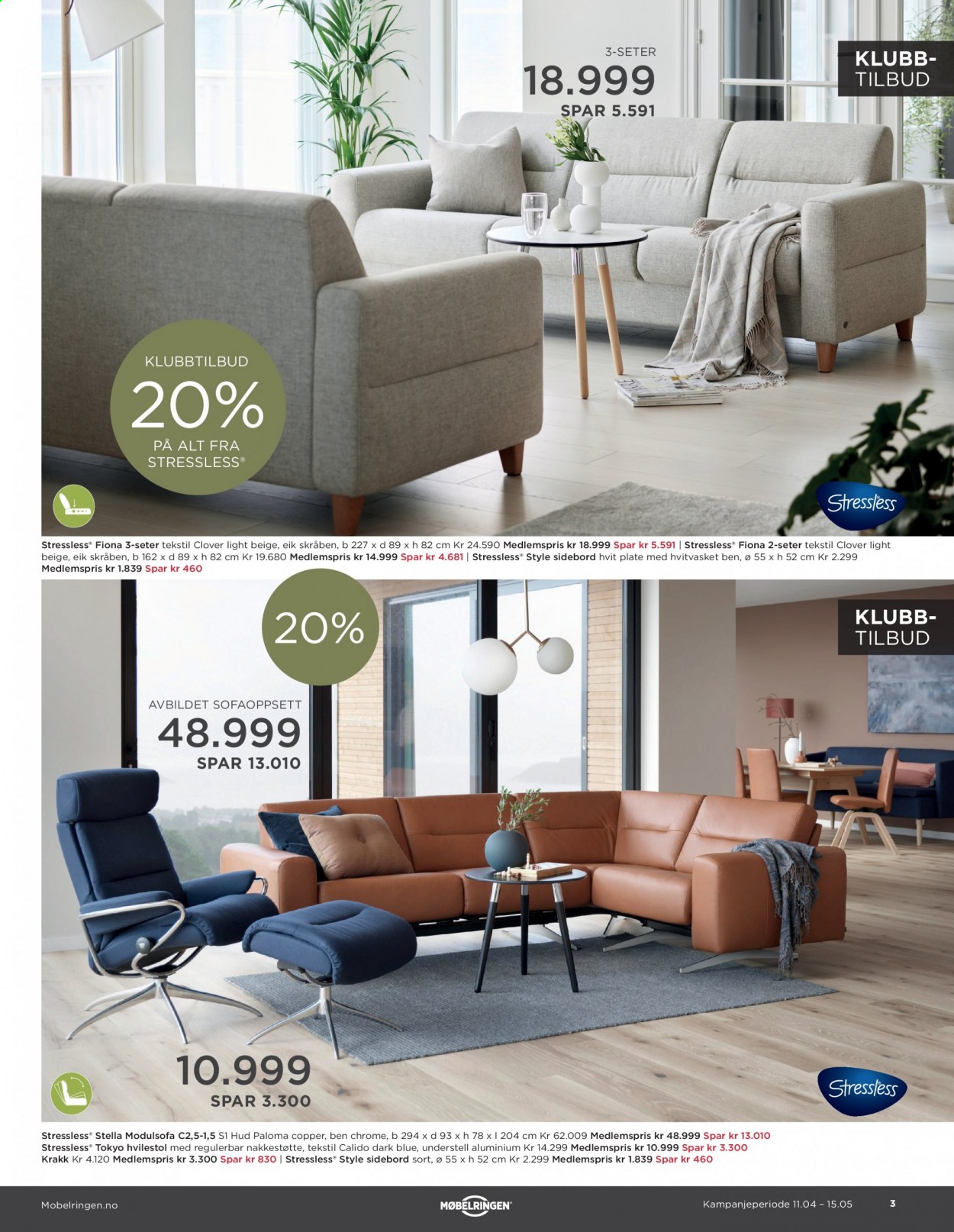 thumbnail - Kundeavis Møbelringen - 11.4.2021 - 15.5.2021 - Produkter fra tilbudsaviser - krakk, hvilestol, modulsofa, sofa. Side 3.