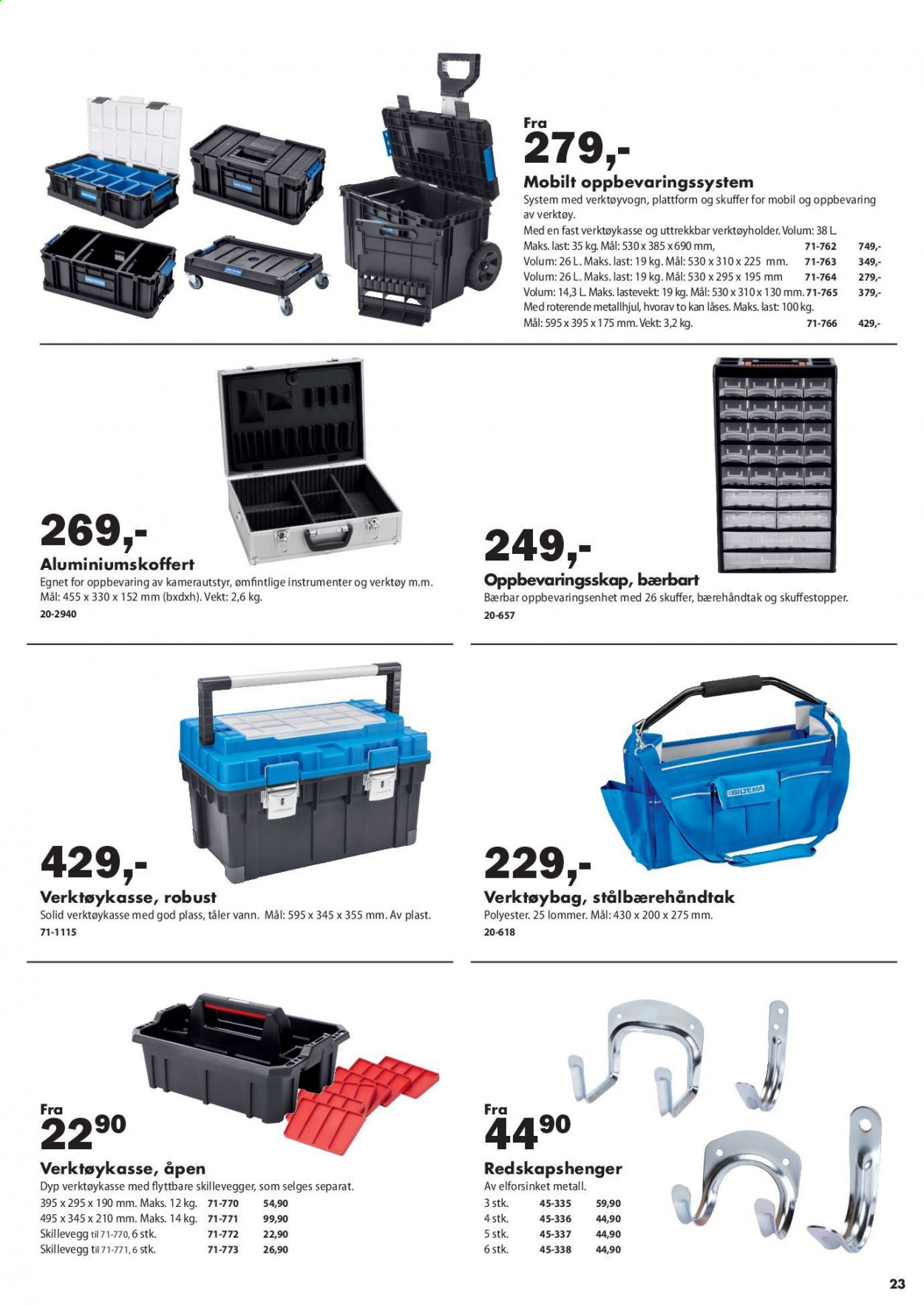 thumbnail - Kundeavis Biltema - Produkter fra tilbudsaviser - verktøy, verktøykasse, verktøyvogn. Side 23.