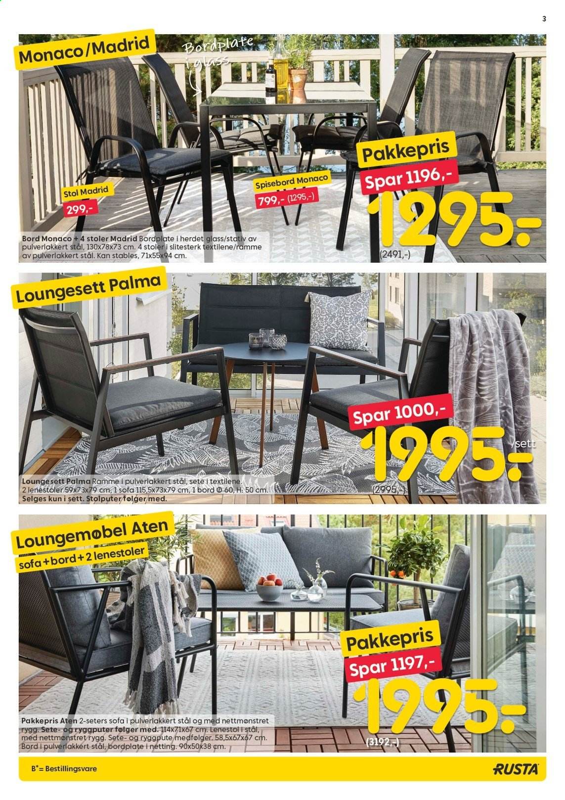 thumbnail - Kundeavis Rusta - 14.4.2021 - 20.4.2021 - Produkter fra tilbudsaviser - bord, spisebord, stol, sofa. Side 3.
