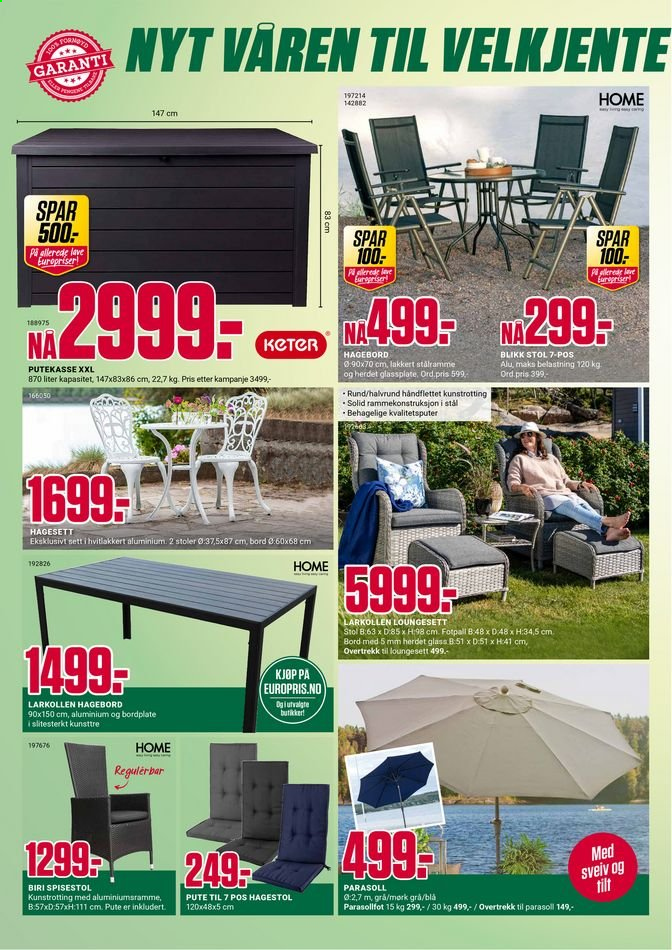 thumbnail - Kundeavis Europris - 19.4.2021 - 24.4.2021 - Produkter fra tilbudsaviser - stol, spisestol, bord, putekasse. Side 4.