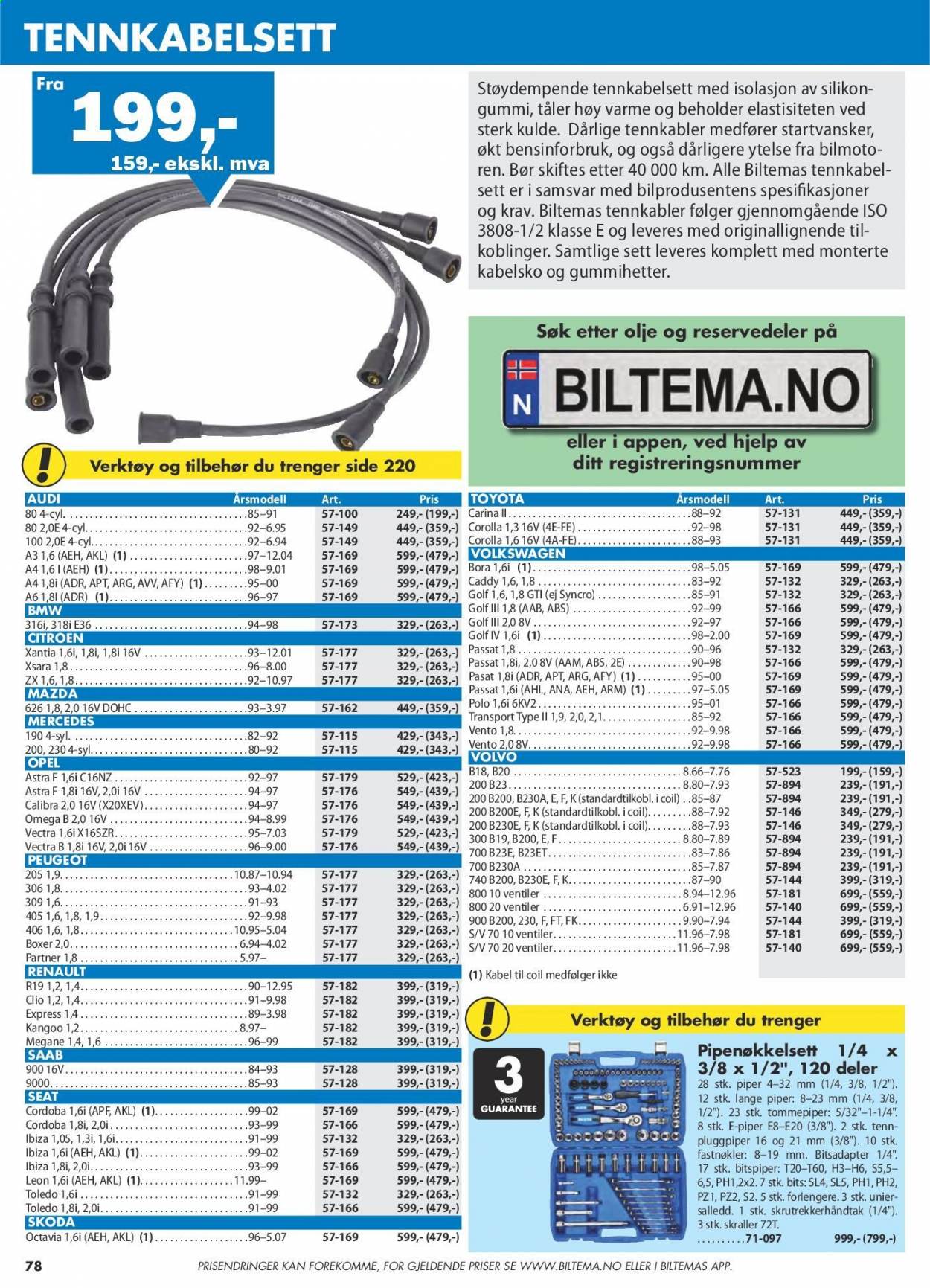 thumbnail - Kundeavis Biltema - Produkter fra tilbudsaviser - bitspiper, verktøy. Side 78.