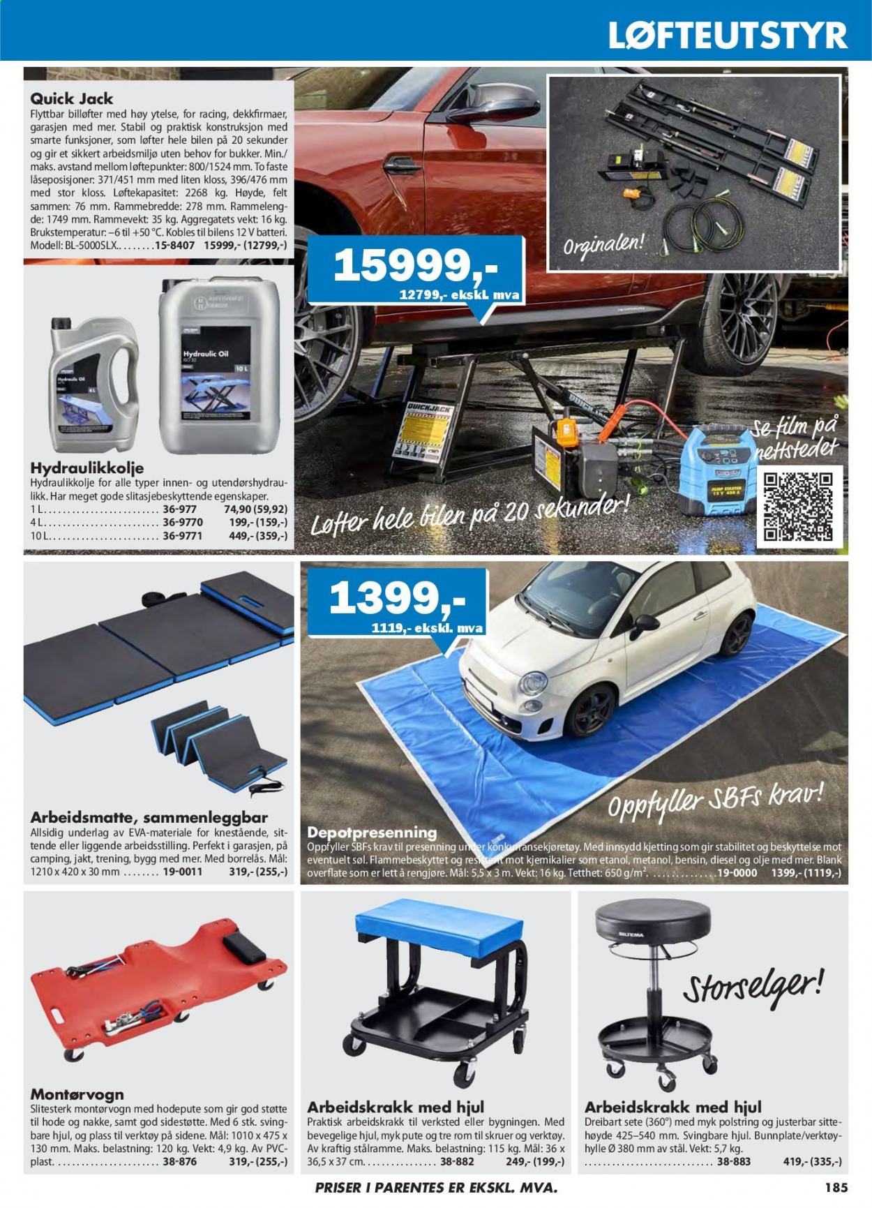 thumbnail - Kundeavis Biltema - Produkter fra tilbudsaviser - batteri, pute, hylle, skruer, verktøy, presenning. Side 185.