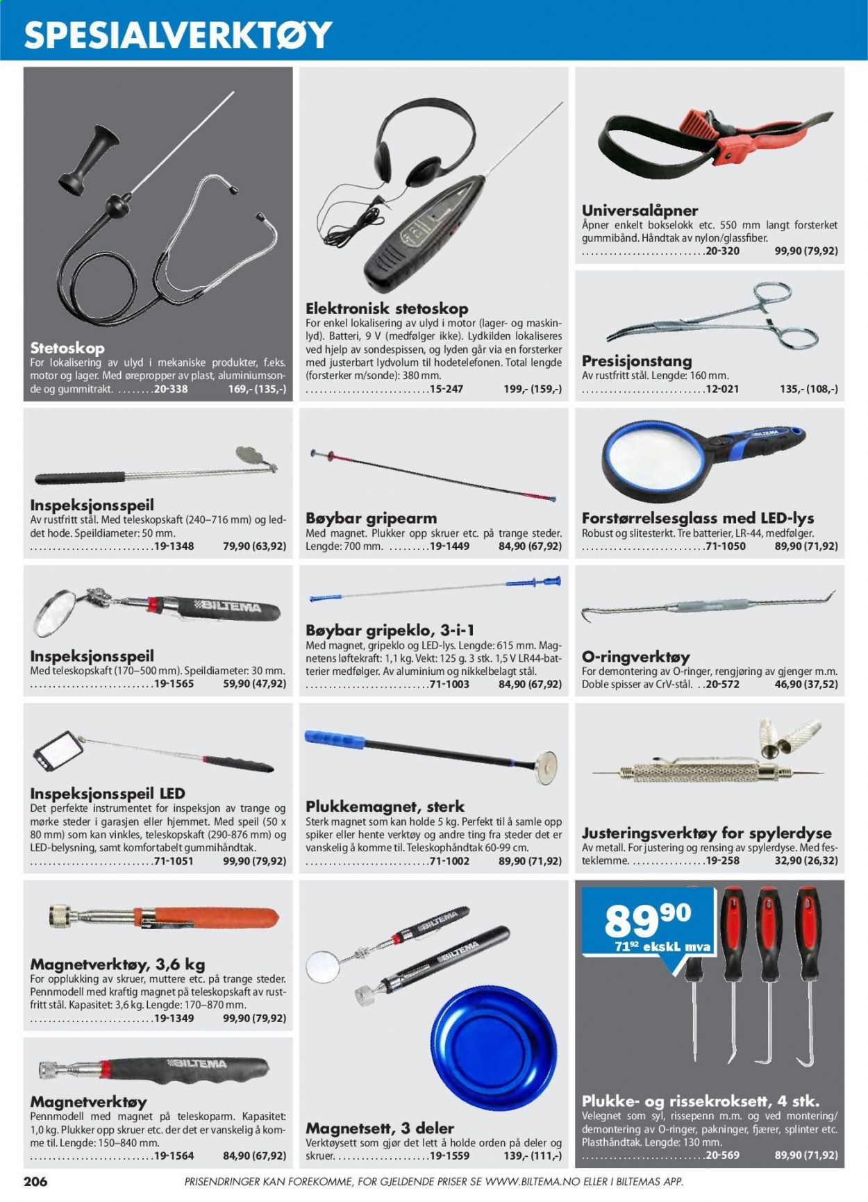 thumbnail - Kundeavis Biltema - Produkter fra tilbudsaviser - batteri, skruer, verktøy. Side 206.