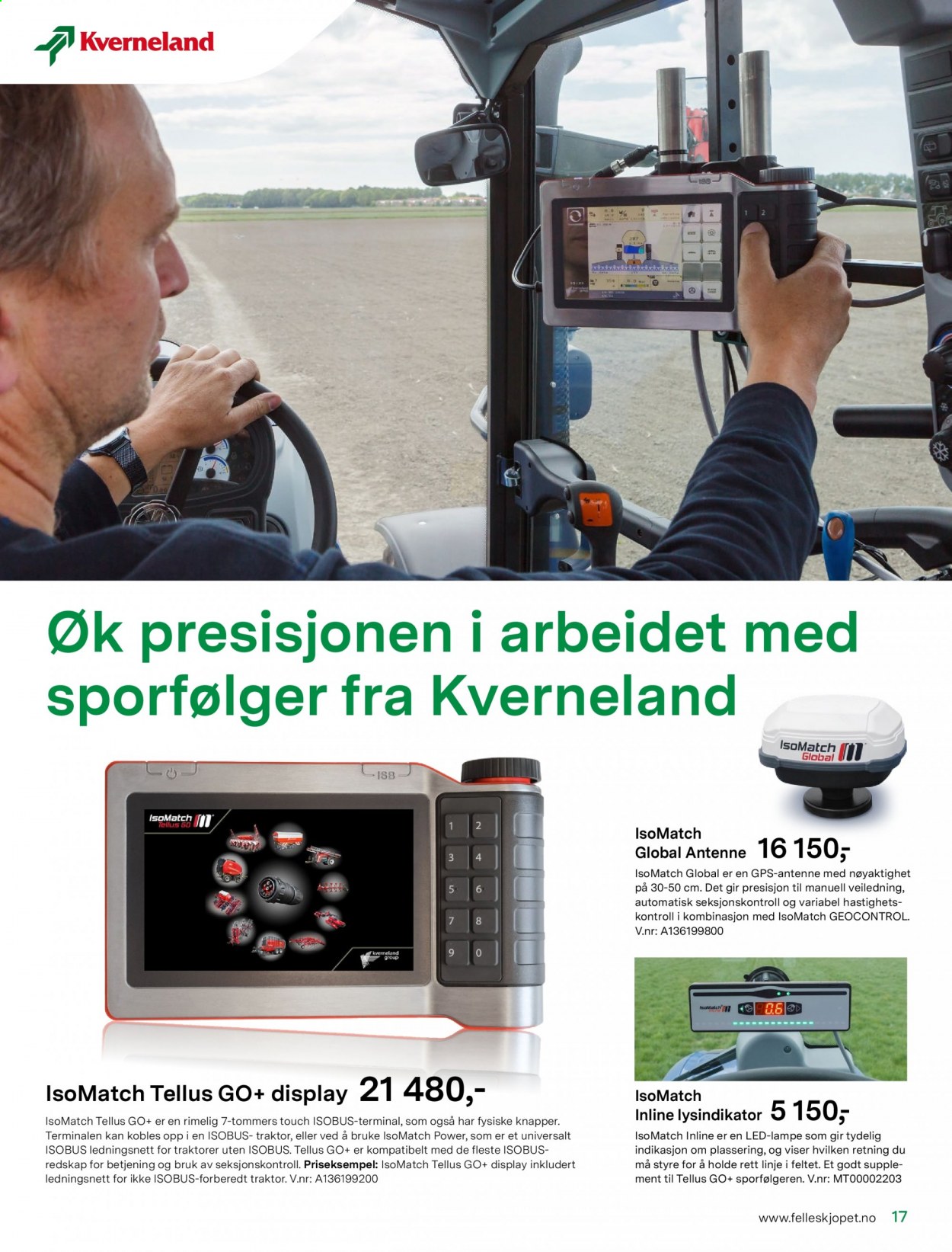 thumbnail - Kundeavis Felleskjøpet - 26.4.2021 - 9.5.2021 - Produkter fra tilbudsaviser - traktor, GPS. Side 17.