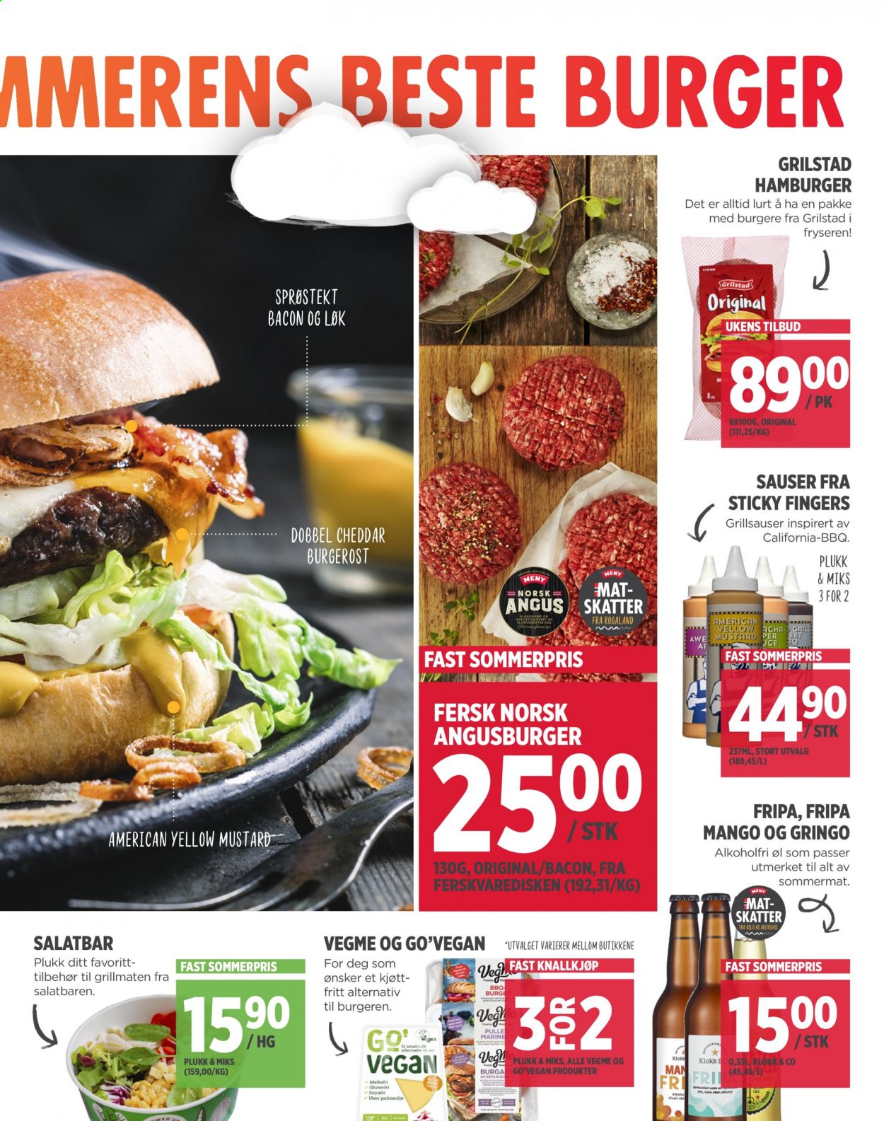 thumbnail - Kundeavis MENY - 6.5.2021 - 8.5.2021 - Produkter fra tilbudsaviser - burger, øl, løk, bacon, Cheddar. Side 3.