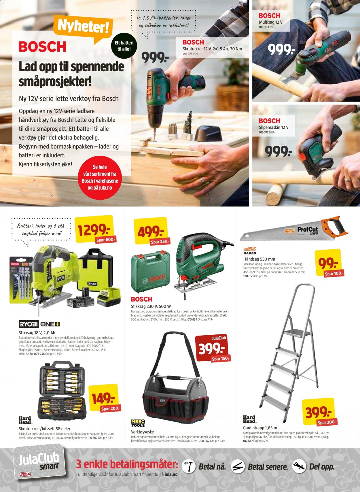 thumbnail - Kundeavis Jula - 7.5.2021 - 23.5.2021 - Produkter fra tilbudsaviser - Bosch, Ryobi, bitssett, håndsag, verktøy, skrutrekker. Side 4.