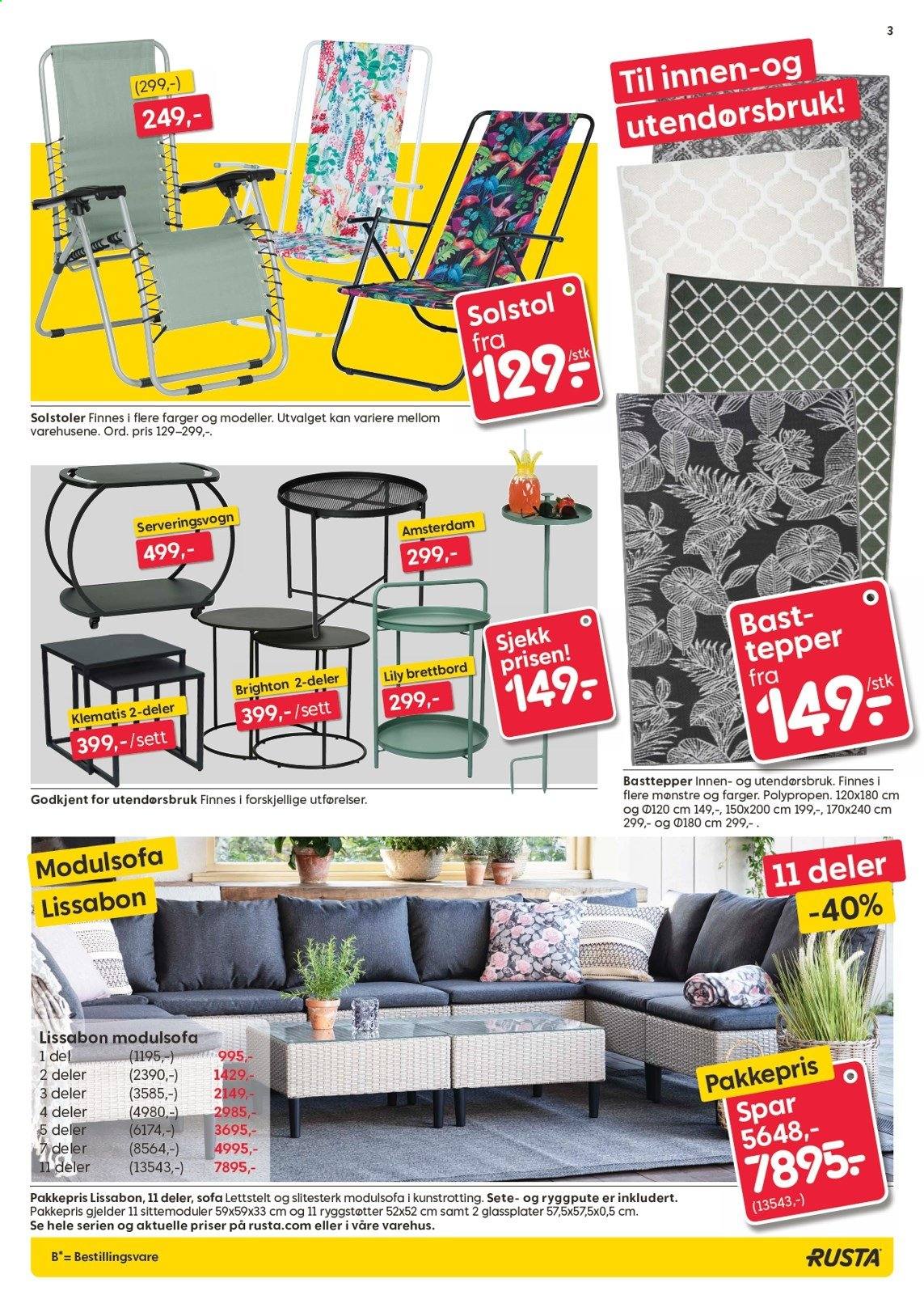 thumbnail - Kundeavis Rusta - 10.5.2021 - 18.5.2021 - Produkter fra tilbudsaviser - bord, brettbord, sofa, teppe. Side 3.