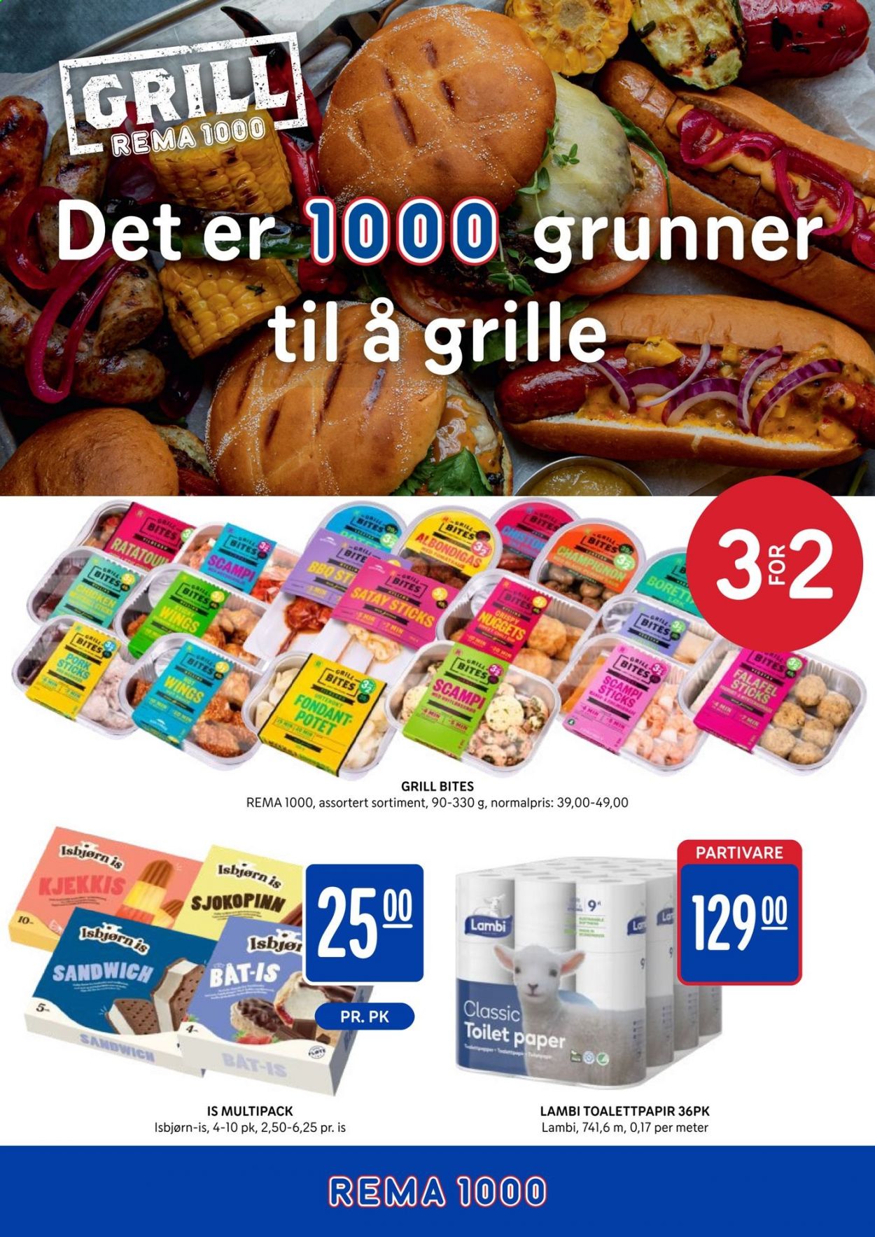thumbnail - Kundeavis Rema 1000 - 18.5.2021 - 30.5.2021 - Produkter fra tilbudsaviser - sandwich, champignon, toalettpapir, grill. Side 1.