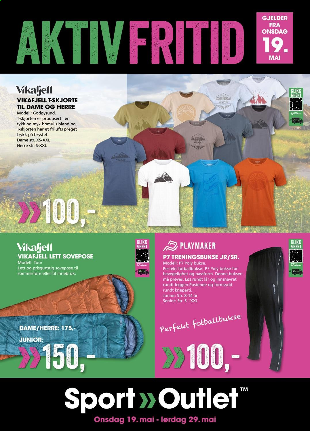 thumbnail - Kundeavis Sport Outlet - 19.5.2021 - 29.5.2021 - Produkter fra tilbudsaviser - bukse, t-skjorte, skjorte, treningsbukse, sovepose. Side 1.
