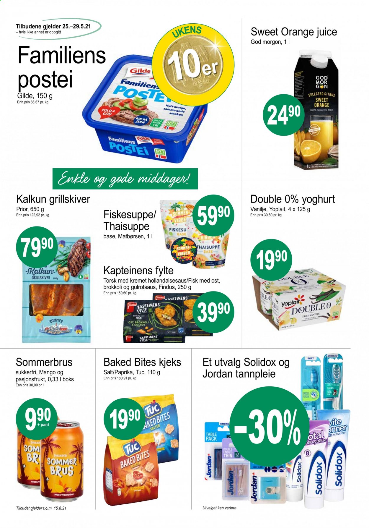thumbnail - Kundeavis Joker - 25.5.2021 - 29.5.2021 - Produkter fra tilbudsaviser - gulrot, fisk, Yoplait, melk, Findus, kjeks. Side 3.