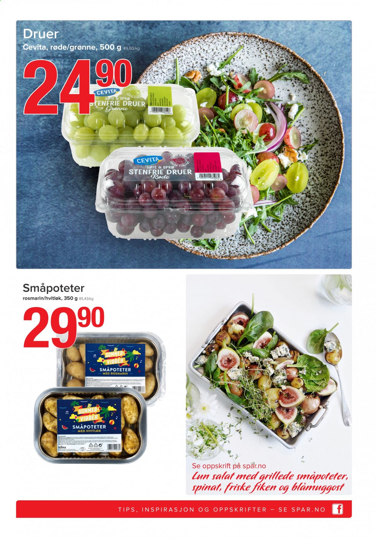 thumbnail - Kundeavis SPAR - 31.5.2021 - 6.6.2021 - Produkter fra tilbudsaviser - druer, salat, spinat, blåmuggost. Side 5.
