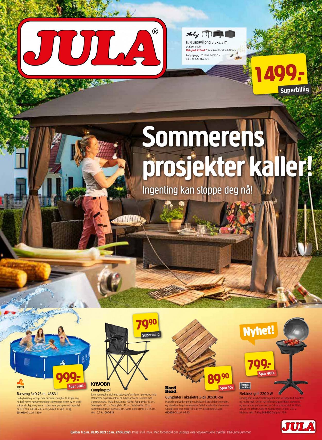 thumbnail - Kundeavis Jula - 28.5.2021 - 27.6.2021 - Produkter fra tilbudsaviser - Kayoba, stol, grill. Side 1.