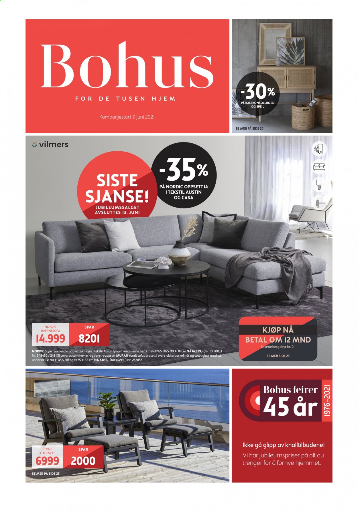 thumbnail - Kundeavis Bohus - 7.6.2021 - 13.6.2021 - Produkter fra tilbudsaviser - hjørnesofa, sofa. Side 1.