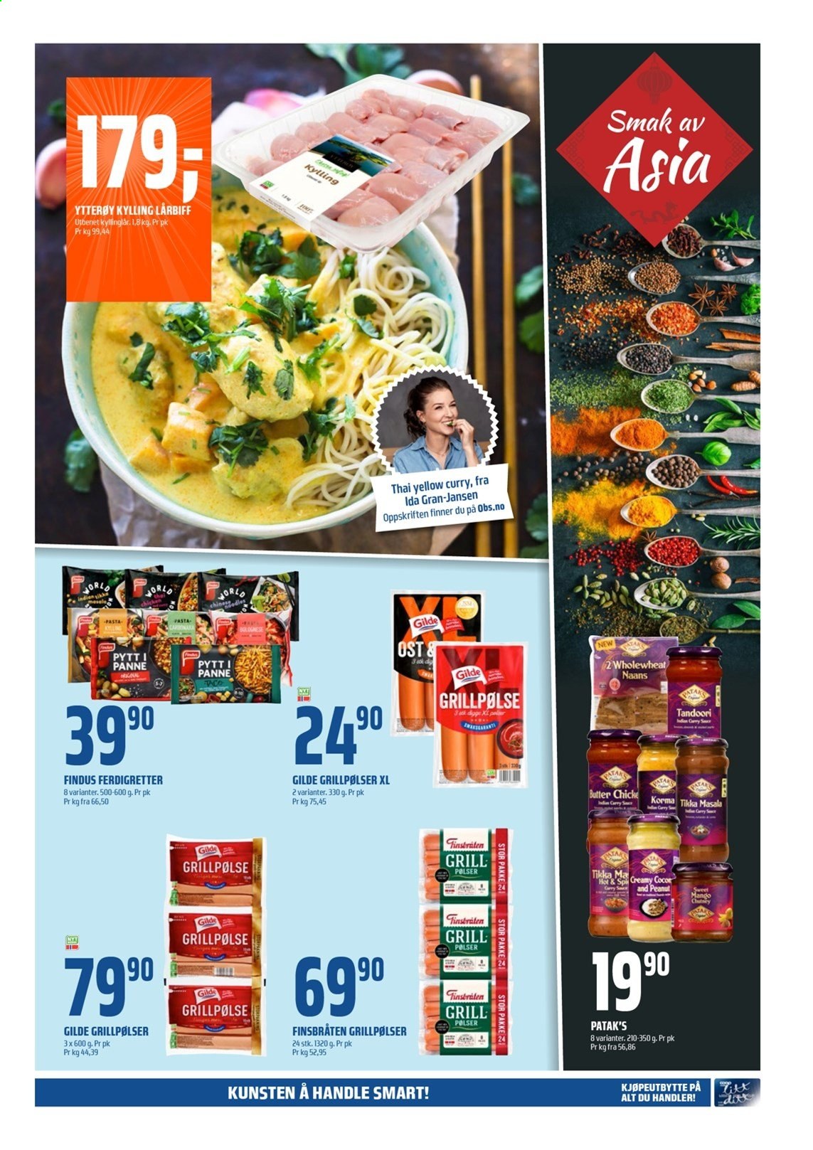 thumbnail - Kundeavis Coop Obs - 13.6.2021 - 19.6.2021 - Produkter fra tilbudsaviser - mango, kyllinglår, Patak’s, pytt i panne, grillpølse, ost, Findus, pasta, curry, panne. Side 5.