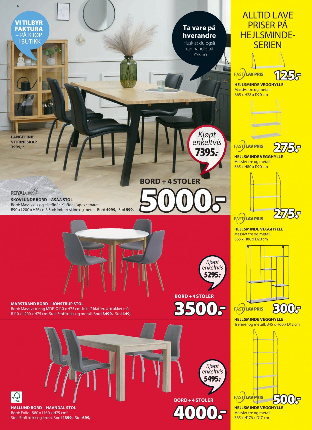 thumbnail - Kundeavis JYSK - 14.6.2021 - 19.6.2021 - Produkter fra tilbudsaviser - vegghylle, vitrineskap, bord, stol. Side 4.