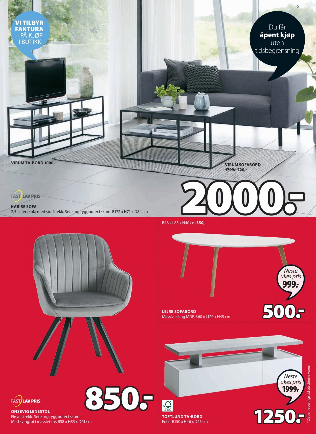 thumbnail - Kundeavis JYSK - 14.6.2021 - 19.6.2021 - Produkter fra tilbudsaviser - bord, stol, lenestol. Side 5.