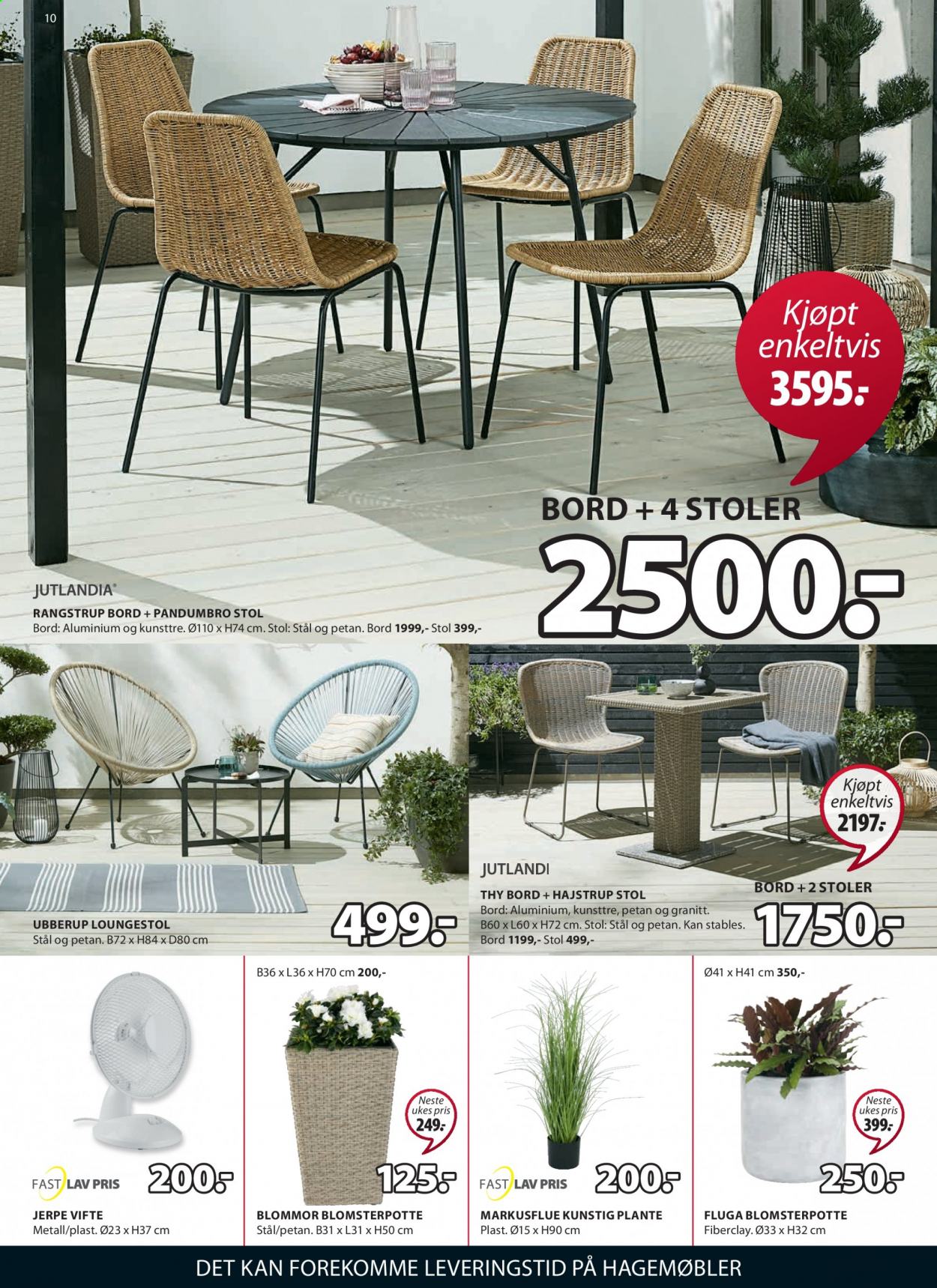 thumbnail - Kundeavis JYSK - 14.6.2021 - 19.6.2021 - Produkter fra tilbudsaviser - bord, stol, hagemøbler, loungestol. Side 10.
