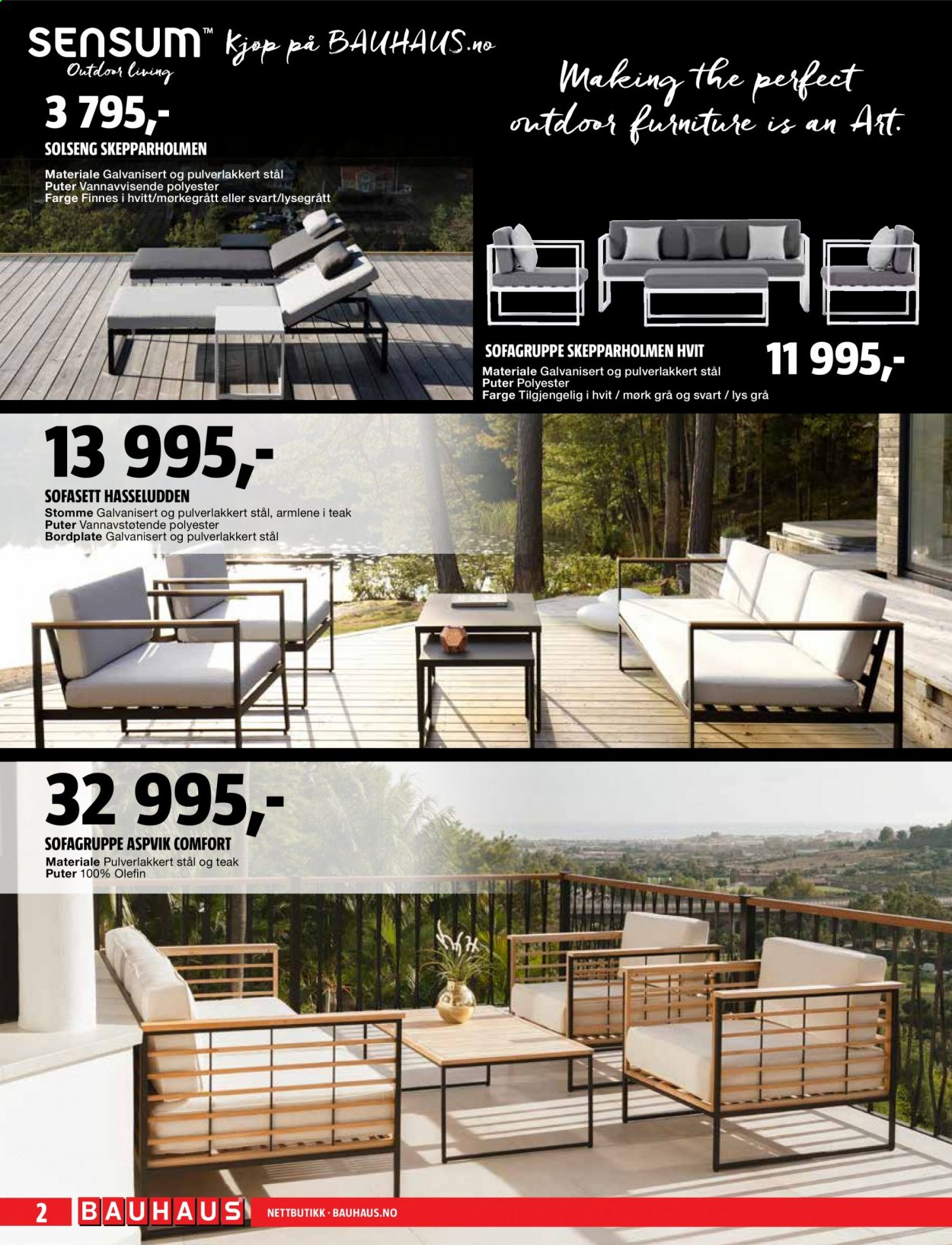 thumbnail - Kundeavis Bauhaus - 15.6.2021 - 27.6.2021 - Produkter fra tilbudsaviser - pute, sofa, solseng. Side 2.
