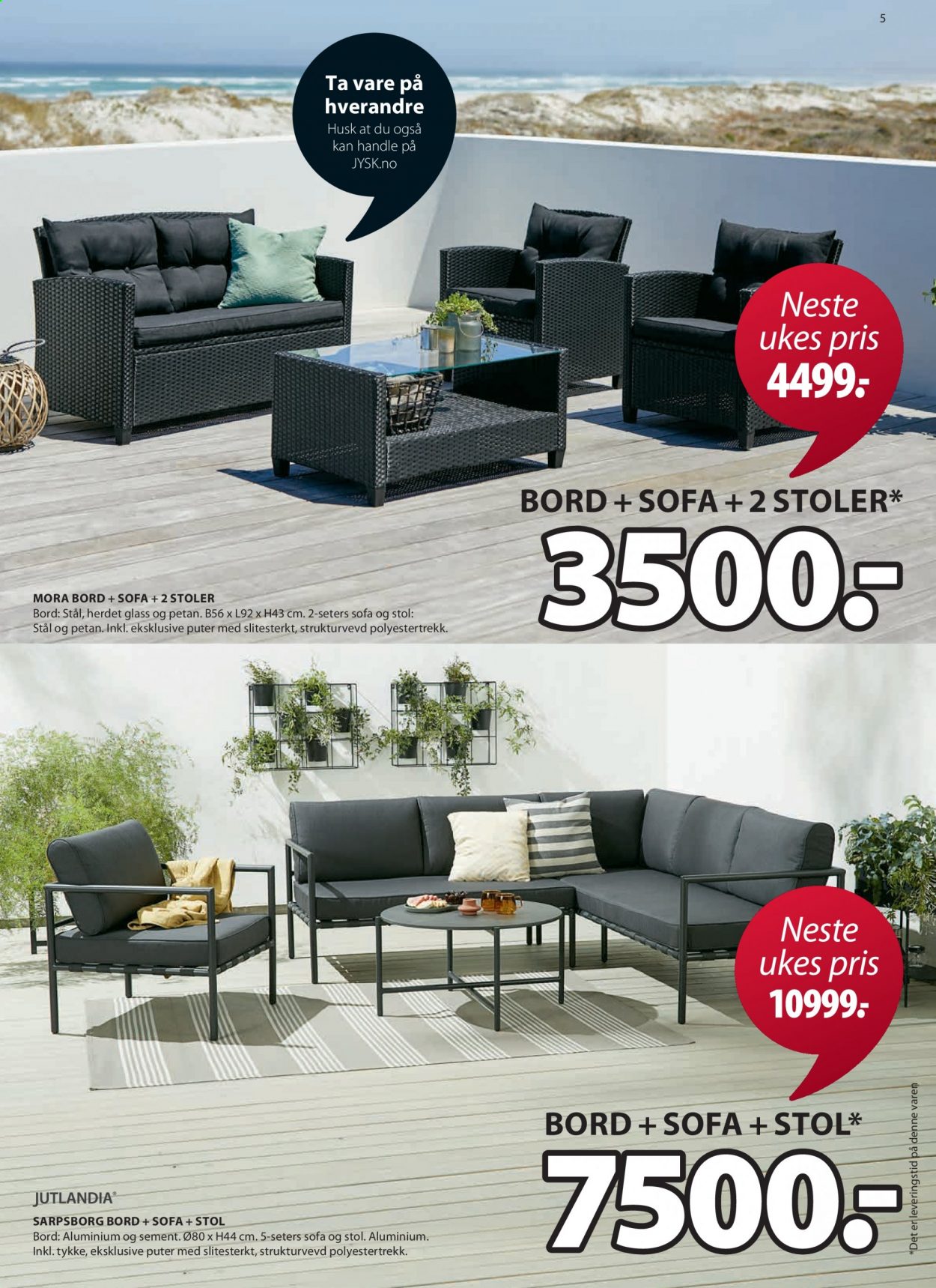 thumbnail - Kundeavis JYSK - 21.6.2021 - 26.6.2021 - Produkter fra tilbudsaviser - pute, bord, stol, sofa. Side 5.