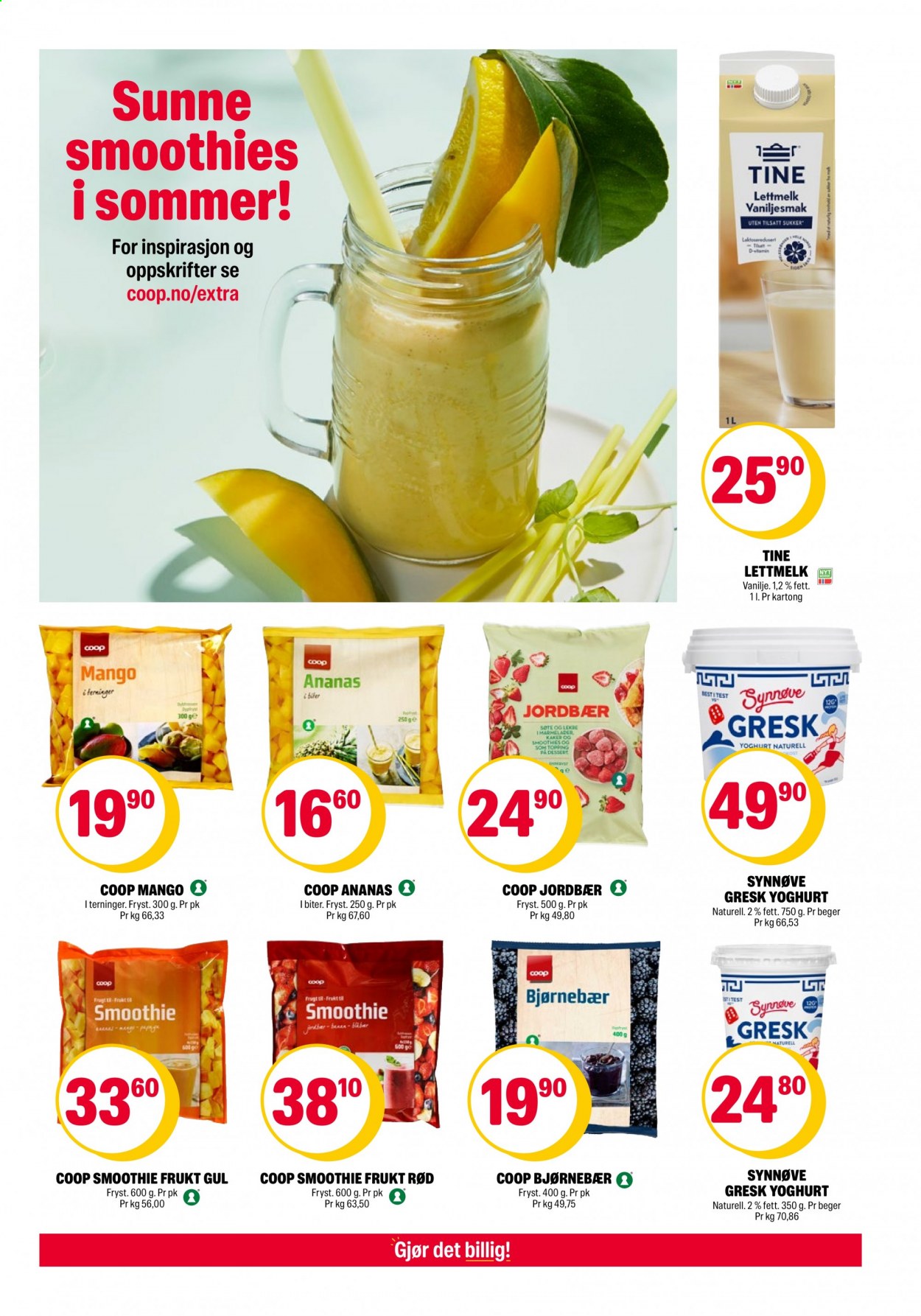 thumbnail - Kundeavis Coop Extra - 21.6.2021 - 27.6.2021 - Produkter fra tilbudsaviser - lettmelk, sukker, smoothie. Side 3.