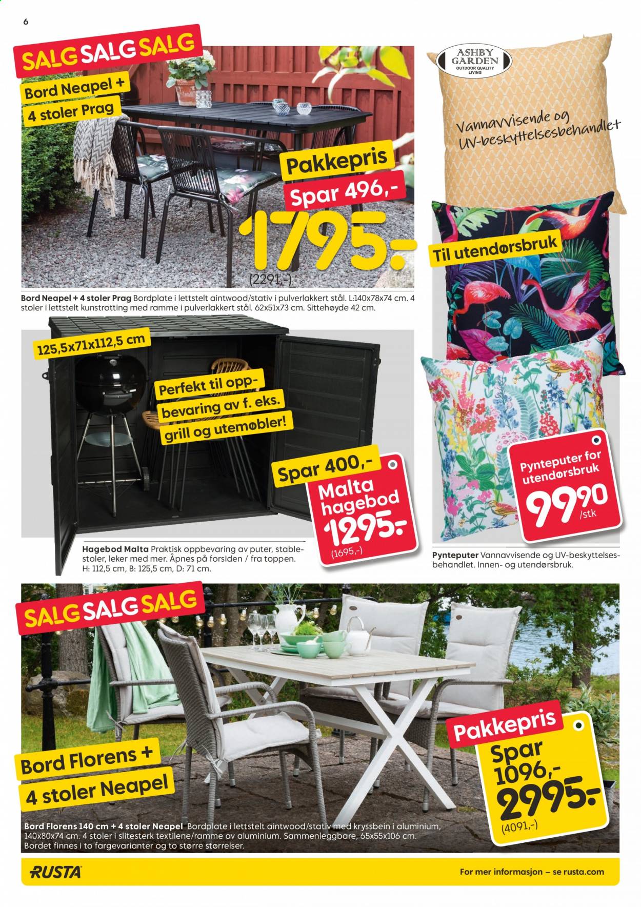 thumbnail - Kundeavis Rusta - 23.6.2021 - 29.6.2021 - Produkter fra tilbudsaviser - pute, bord, stol. Side 6.
