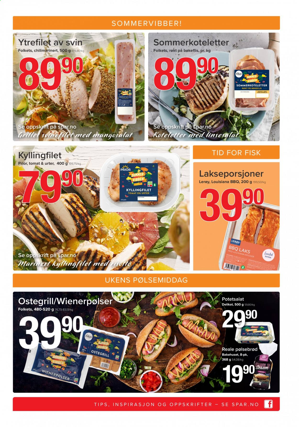 thumbnail - Kundeavis SPAR - 28.6.2021 - 4.7.2021 - Produkter fra tilbudsaviser - kyllingfilet, kyllingkjøtt, ytrefilet, tomat, fisk, wienerpølse, potetsalat. Side 3.