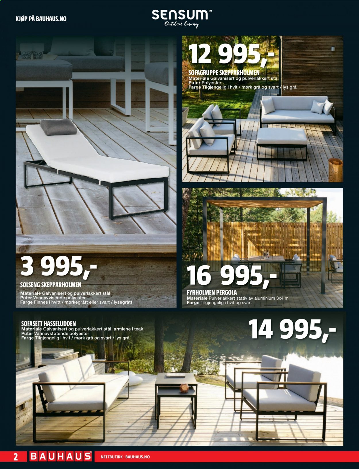 thumbnail - Kundeavis Bauhaus - 28.6.2021 - 11.7.2021 - Produkter fra tilbudsaviser - pute, sofa, solseng, stativ. Side 2.