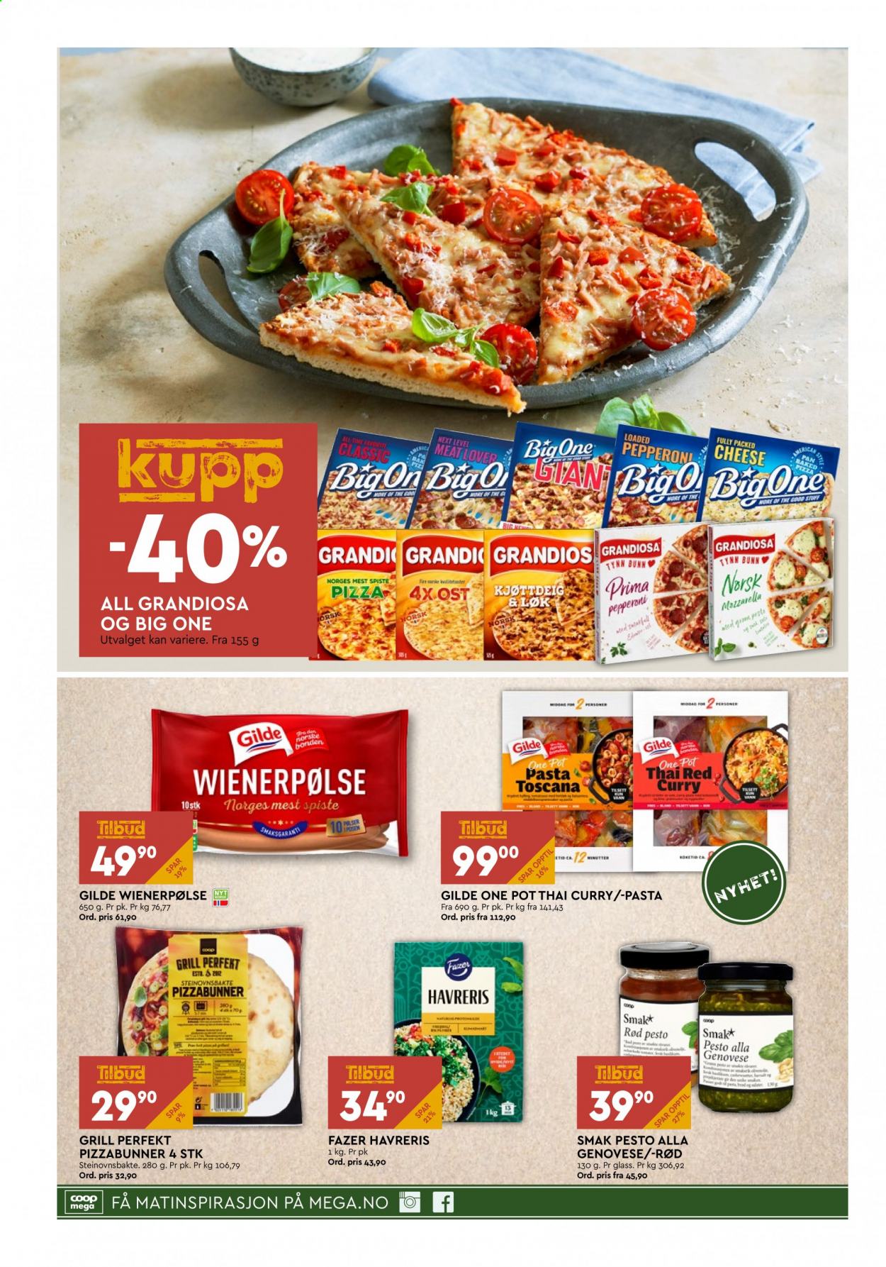 thumbnail - Kundeavis Coop Mega - 5.7.2021 - 10.7.2021 - Produkter fra tilbudsaviser - kjøttdeig, pizza, pepperoni, wienerpølse, ost, Big One, pasta, curry, vann. Side 2.