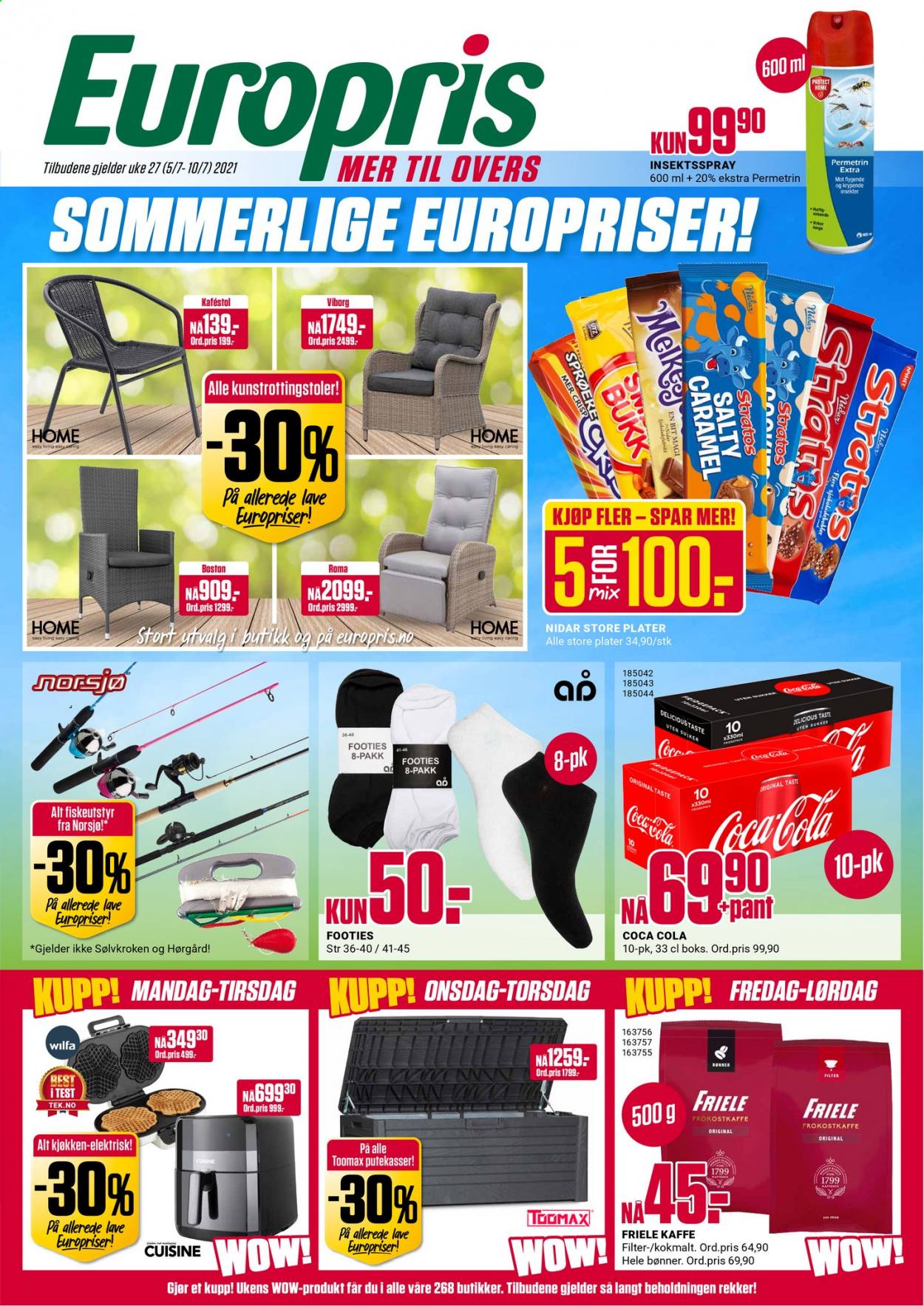 thumbnail - Kundeavis Europris - 5.7.2021 - 10.7.2021 - Produkter fra tilbudsaviser - bønner, Coca-Cola. Side 1.