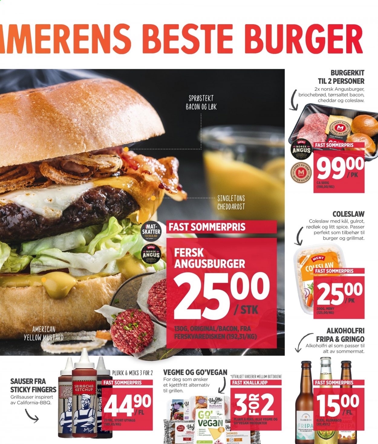 thumbnail - Kundeavis MENY - 12.7.2021 - 17.7.2021 - Produkter fra tilbudsaviser - burger, øl, gulrot, kål, løk, rødløk, bacon, Cheddar. Side 11.