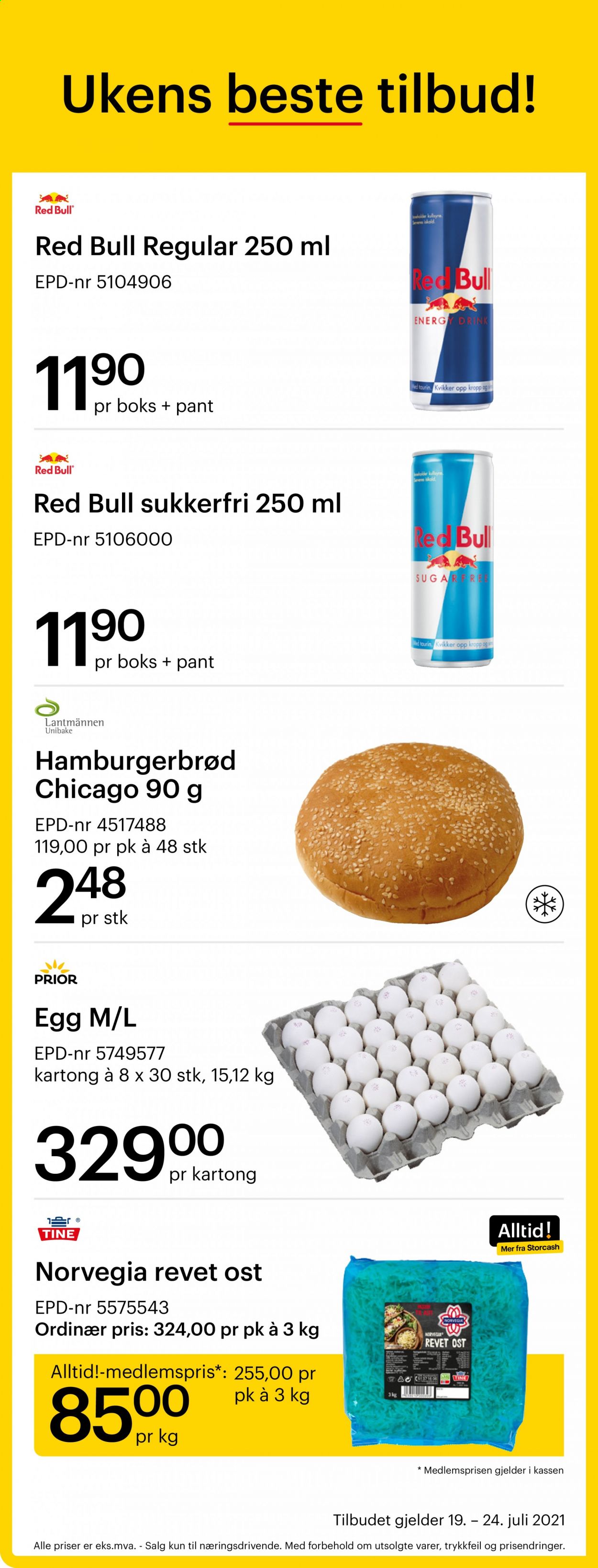 thumbnail - Kundeavis Storcash - 19.7.2021 - 24.7.2021 - Produkter fra tilbudsaviser - hamburgerbrød, burgerbrød, Norvegia, ost, egg, Red Bull, energy drink. Side 1.