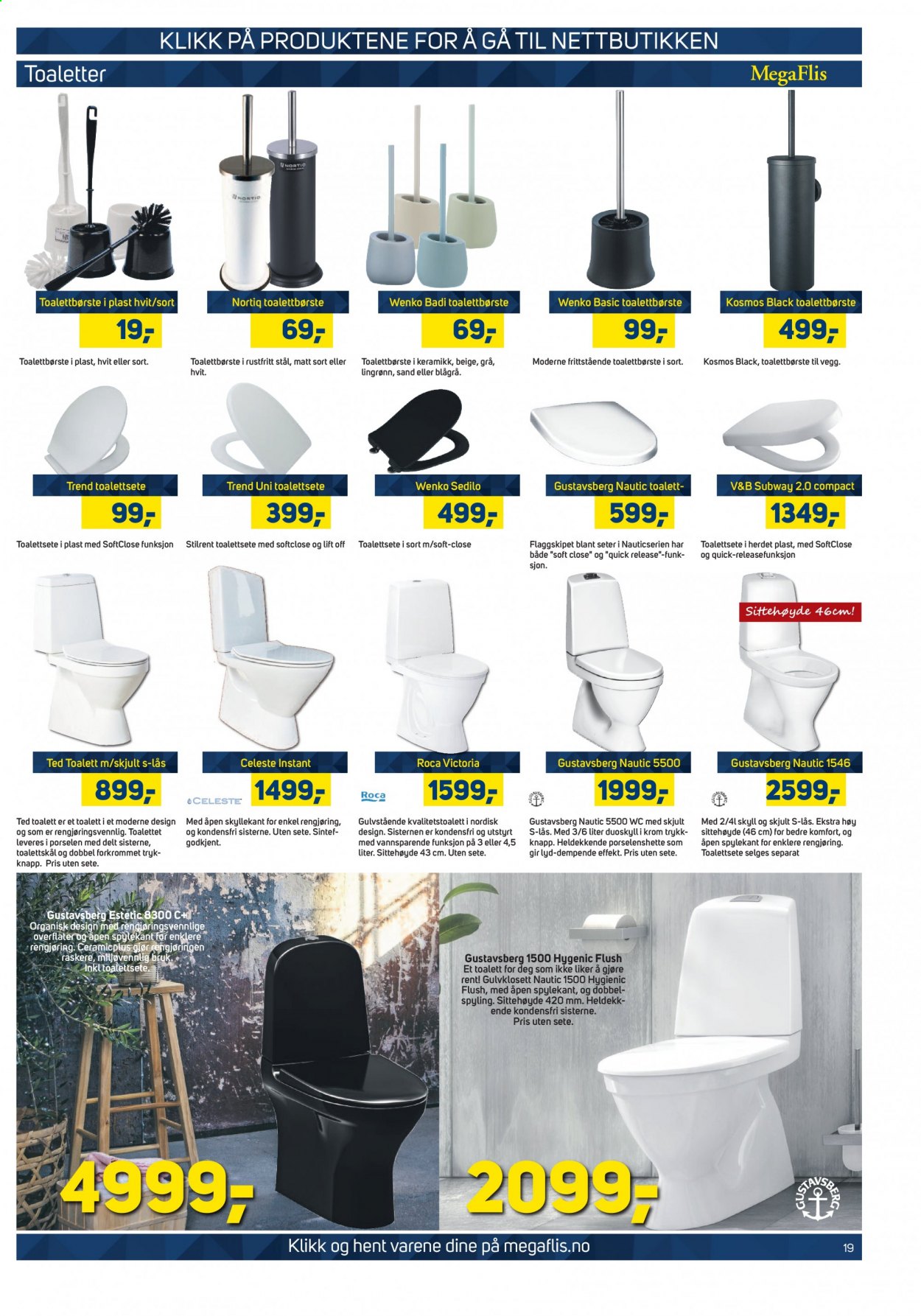 thumbnail - Kundeavis MegaFlis - 29.7.2021 - 14.8.2021 - Produkter fra tilbudsaviser - Celeste, toalettsete, Roca. Side 19.
