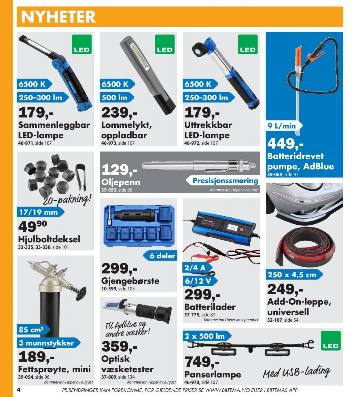 thumbnail - Kundeavis Biltema - Produkter fra tilbudsaviser - batterilader, lampe. Side 4.