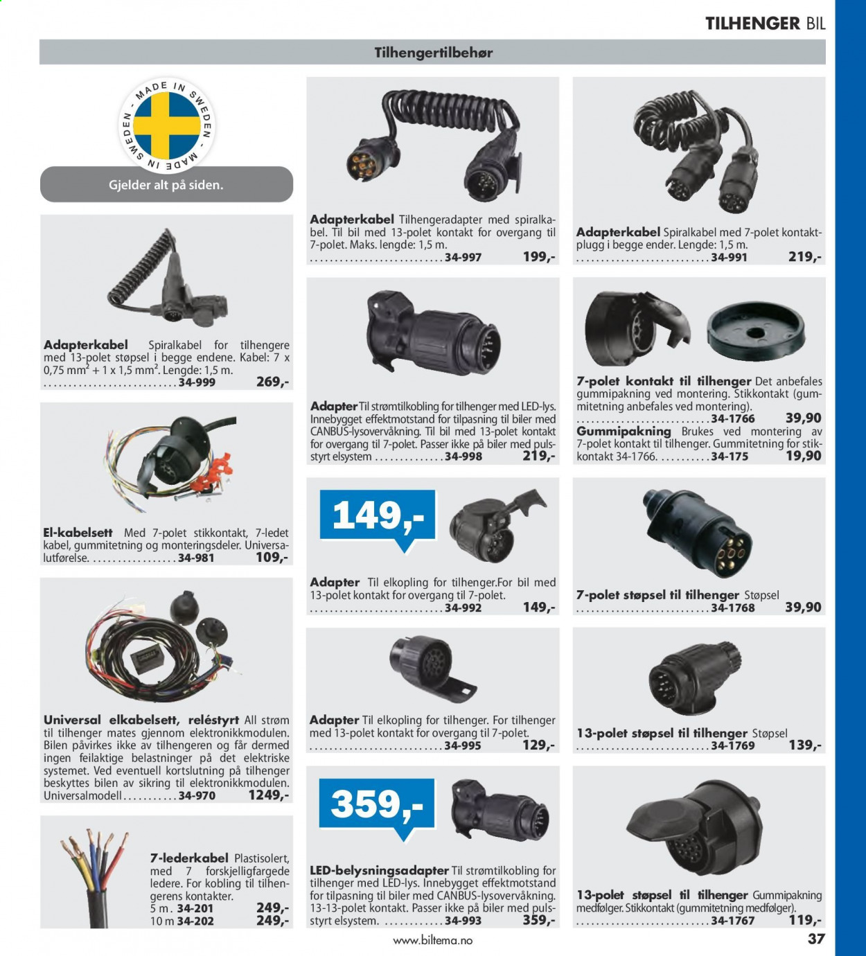 thumbnail - Kundeavis Biltema - Produkter fra tilbudsaviser - stikkontakt. Side 37.