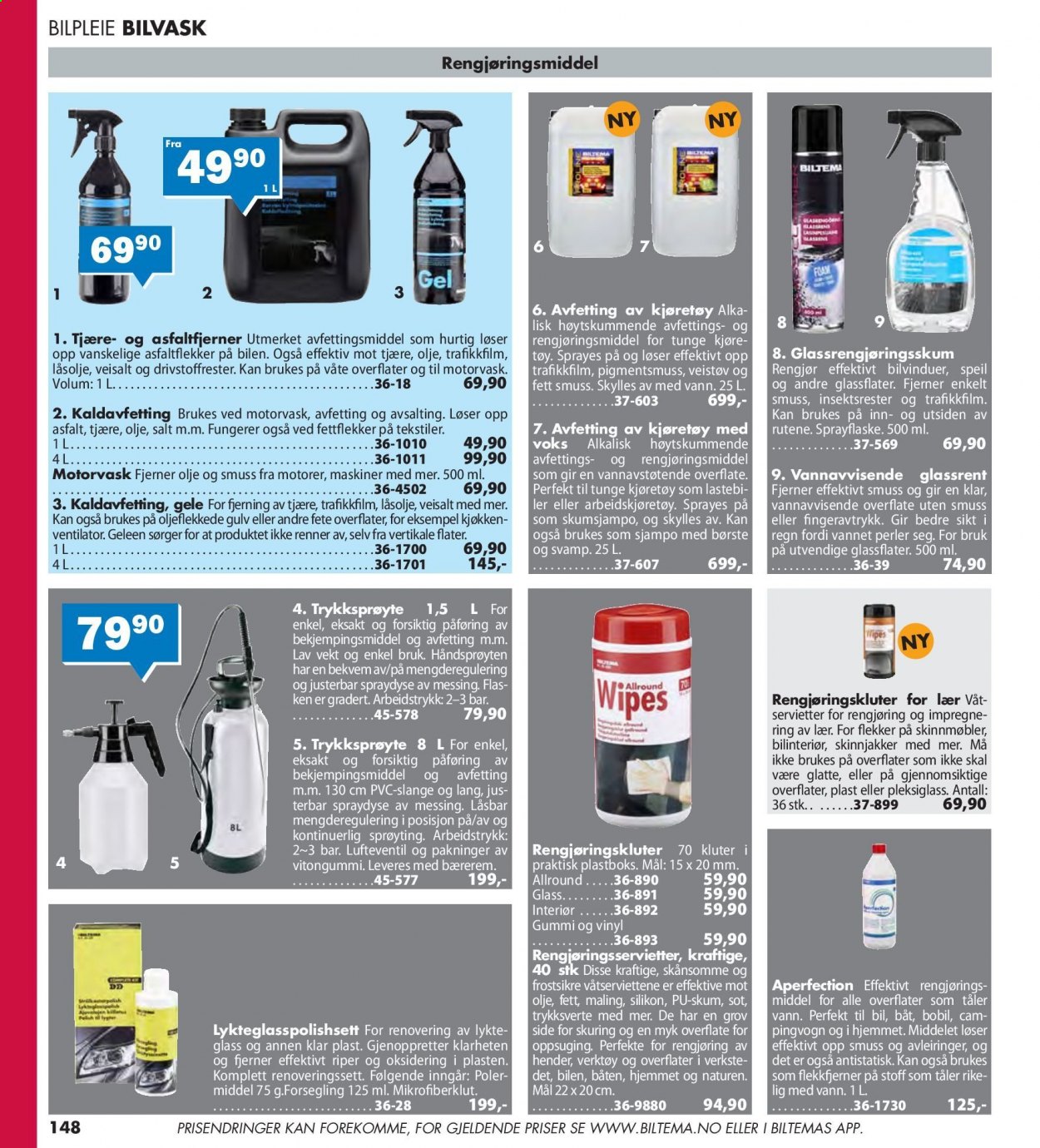 thumbnail - Kundeavis Biltema - Produkter fra tilbudsaviser - rengjøringsprodukter, gulv, verktøy. Side 148.